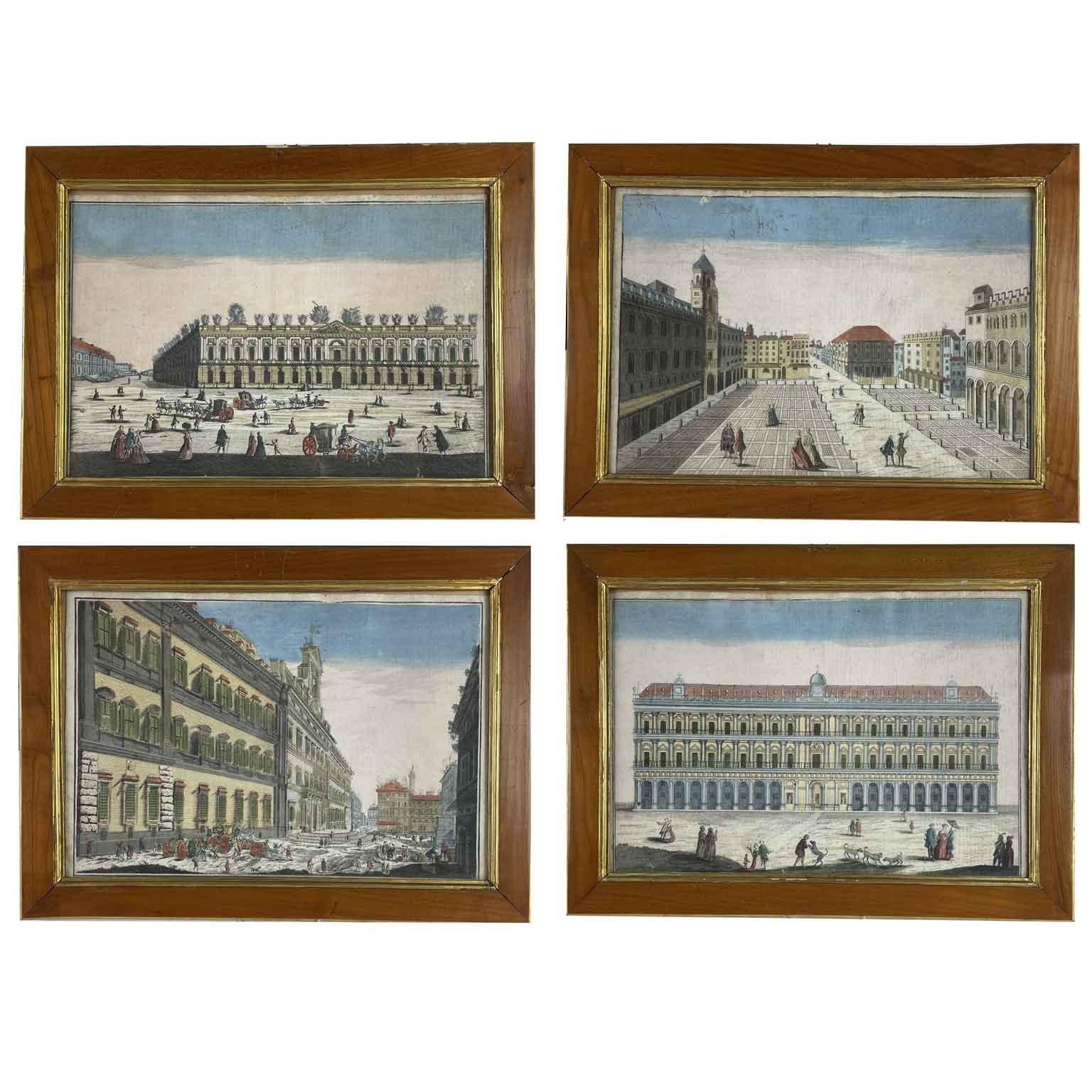 Set of Four Grand Tour Etchings Italian Architectural Views Remondini circa 1770 For Sale 1