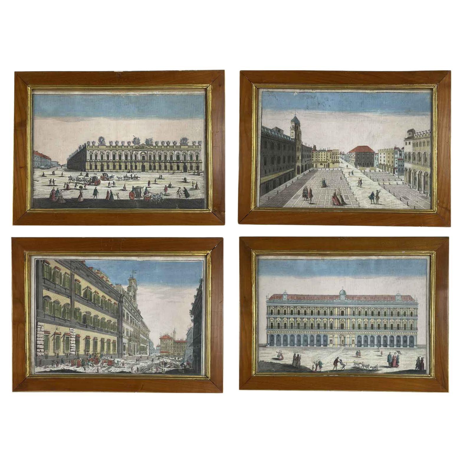 Set of Four Grand Tour Etchings Italian Architectural Views Remondini circa 1770