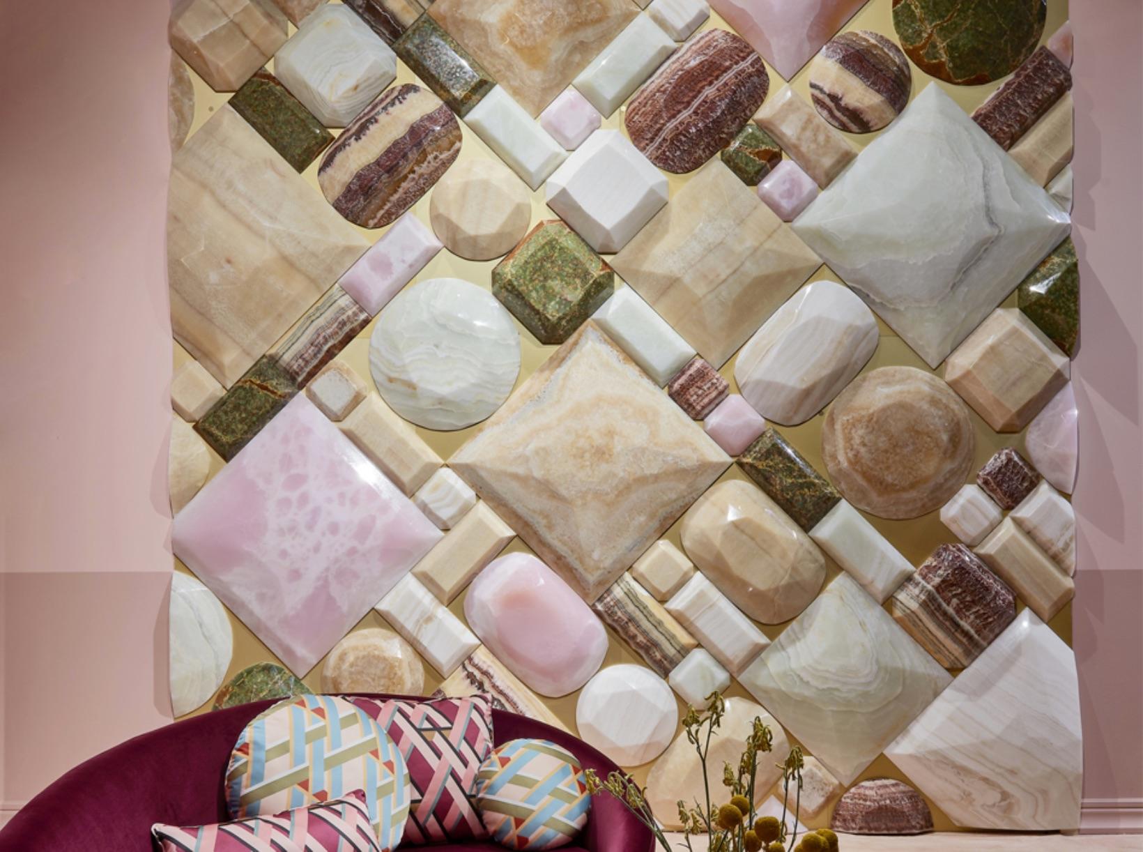 Polychromed Italian Architectural Wall Feature in Onyx designed by Ferruccia Laviani For Sale