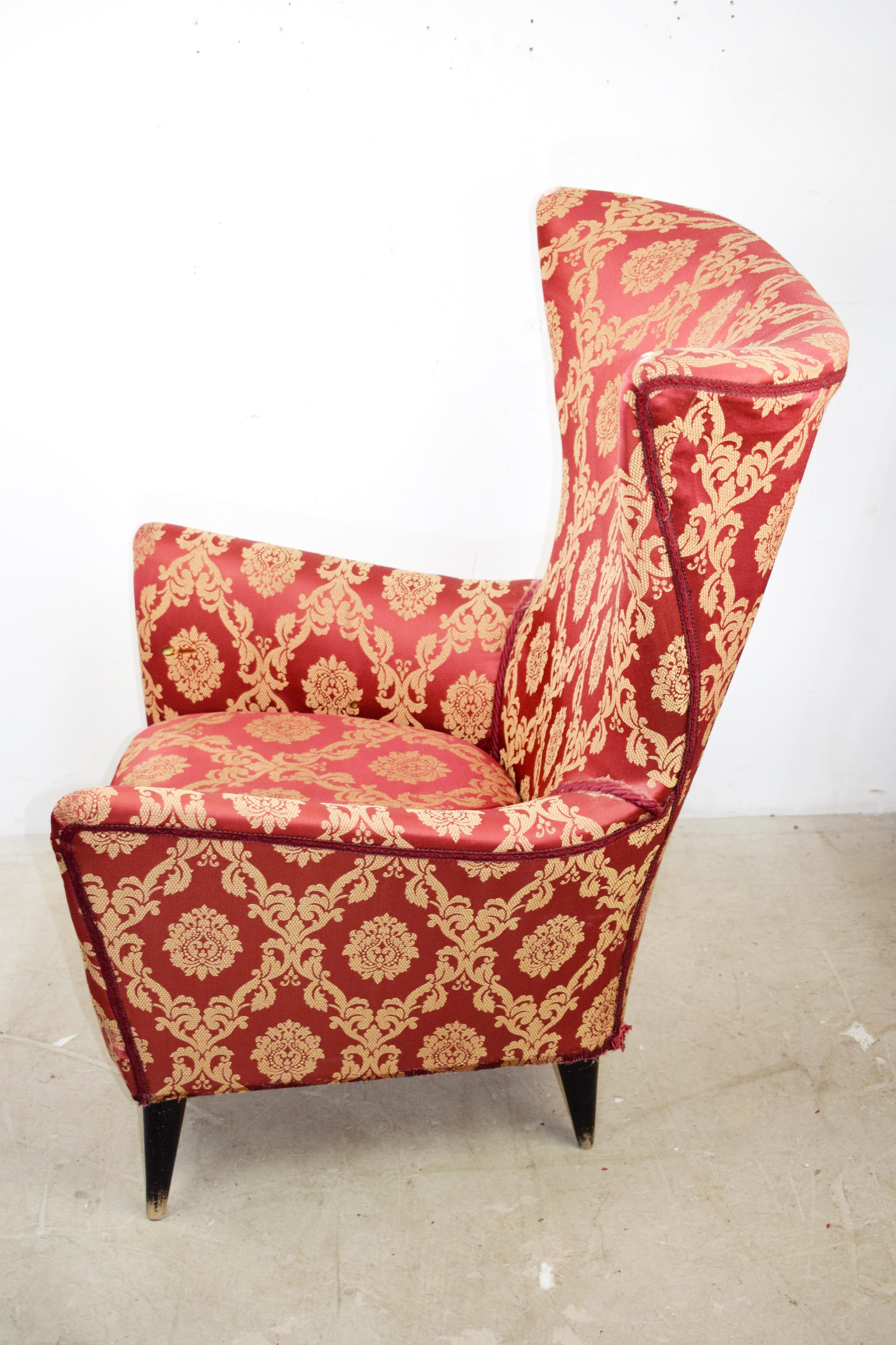 Italian armchair, 1960s.
Dimensions: H=100 cm; W=75 cm; D=72; Height seat = 40cm.