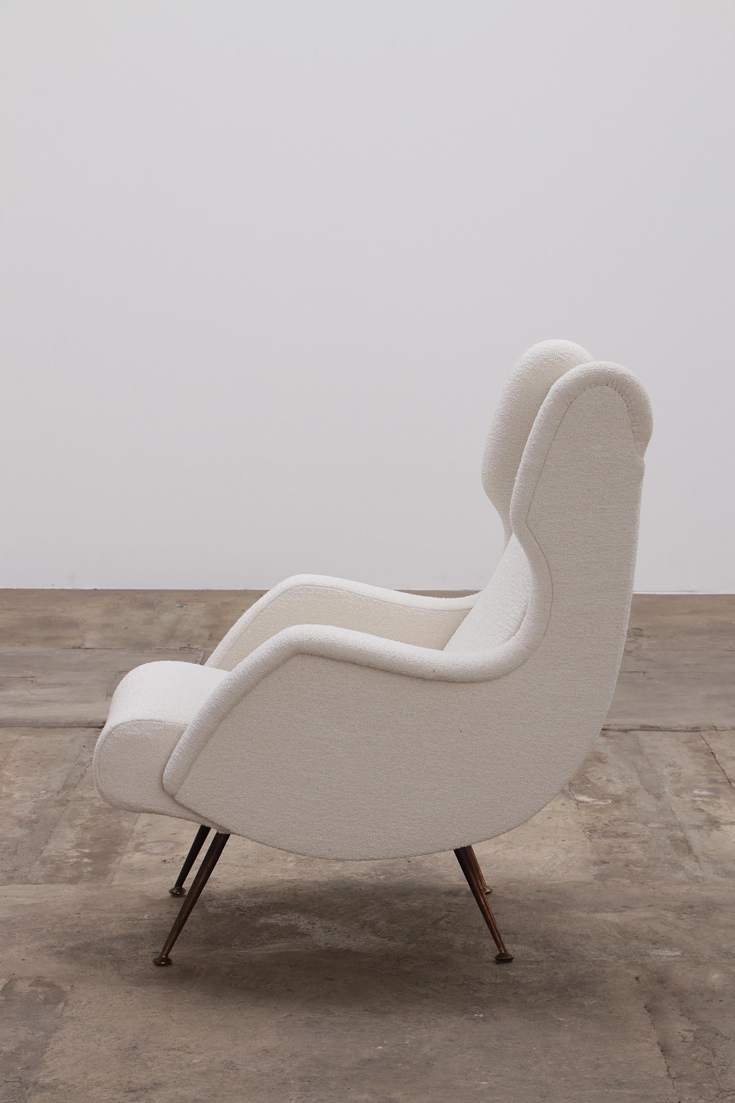 Italian Armchair by Marco Zanuso for Arflex upholstered with Boucle, 1960 For Sale 6