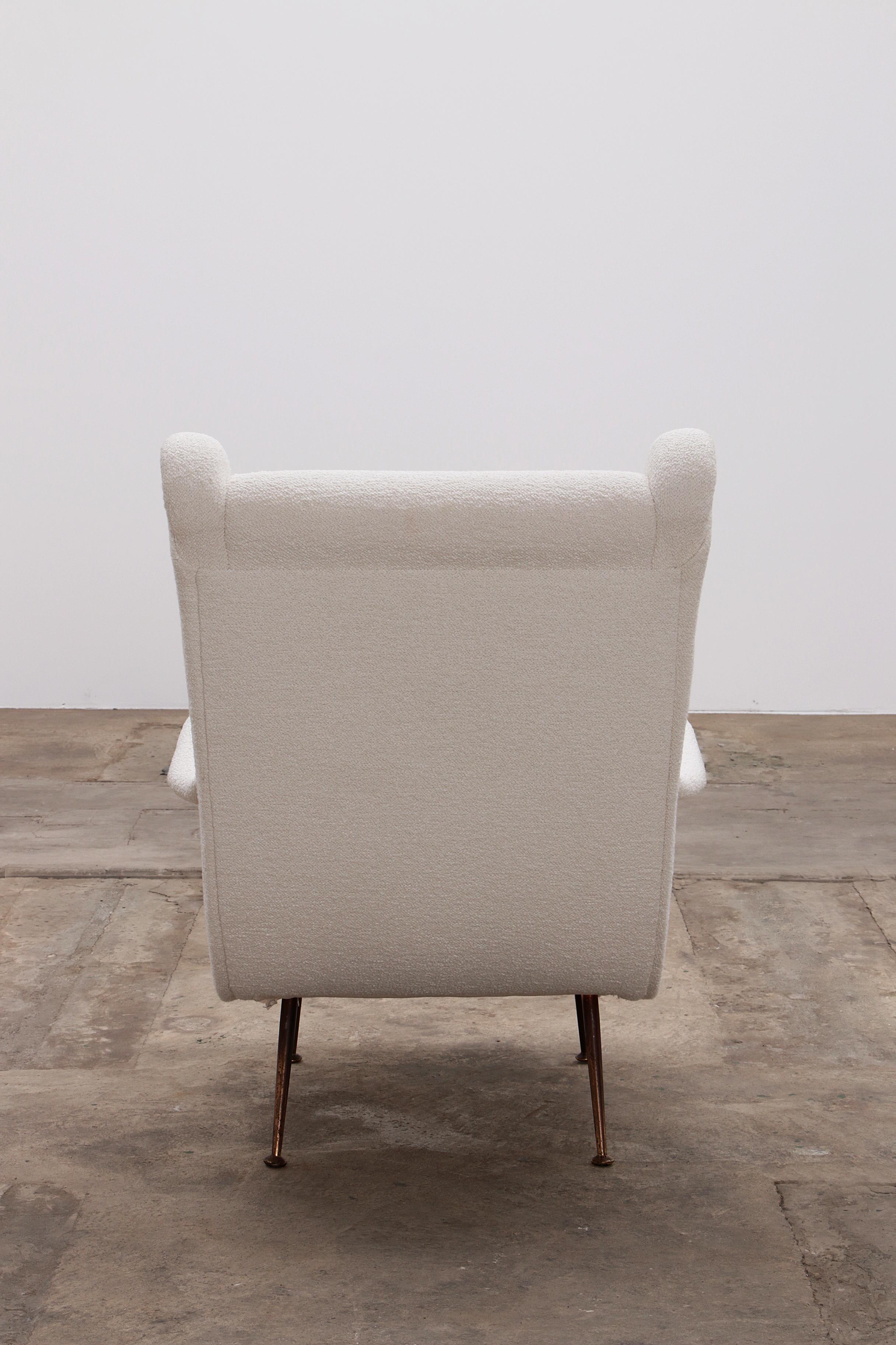Italian Armchair by Marco Zanuso for Arflex upholstered with Boucle, 1960 For Sale 7