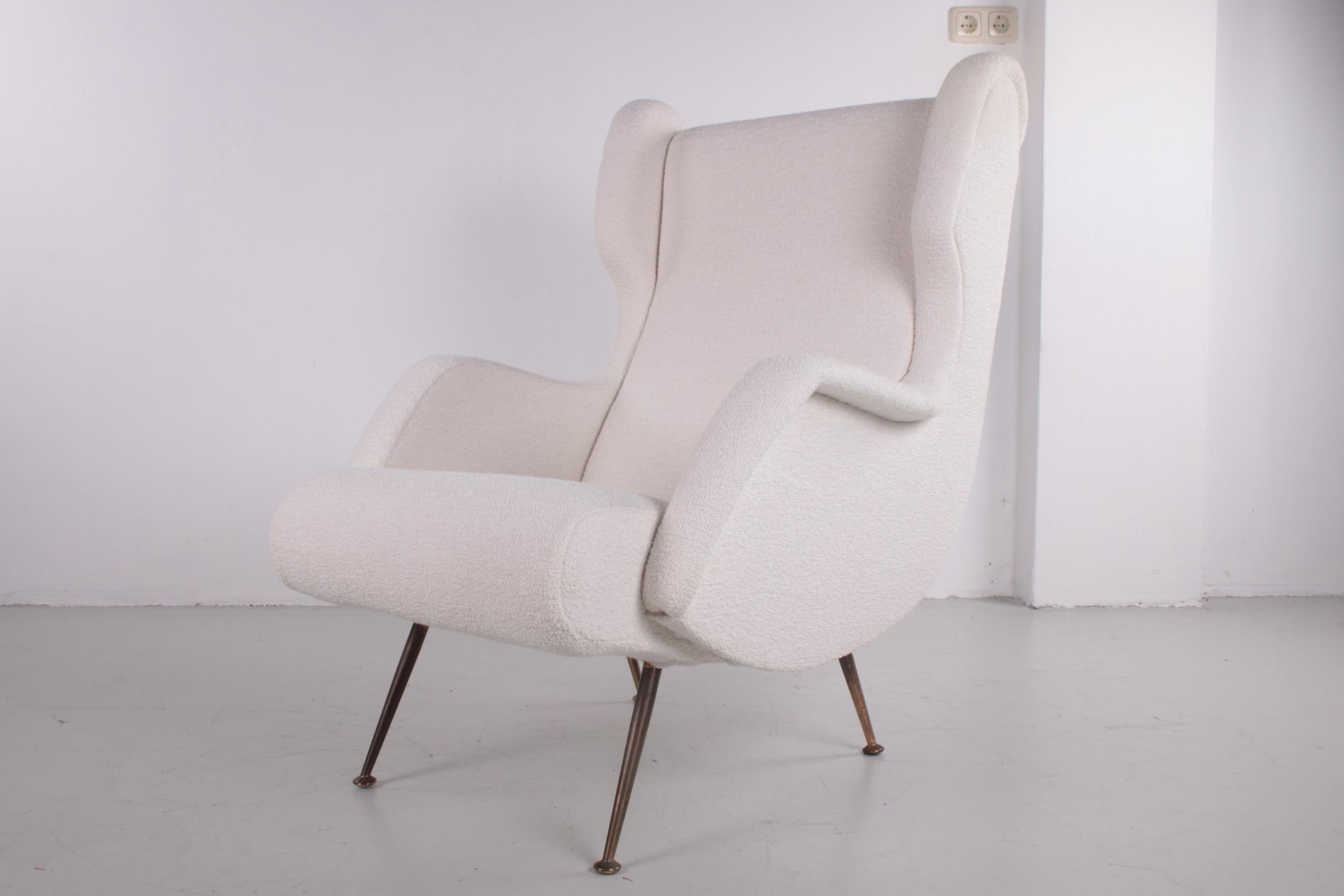 Italian Armchair by Marco Zanuso for Arflex upholstered with Boucle, 1960 For Sale 10