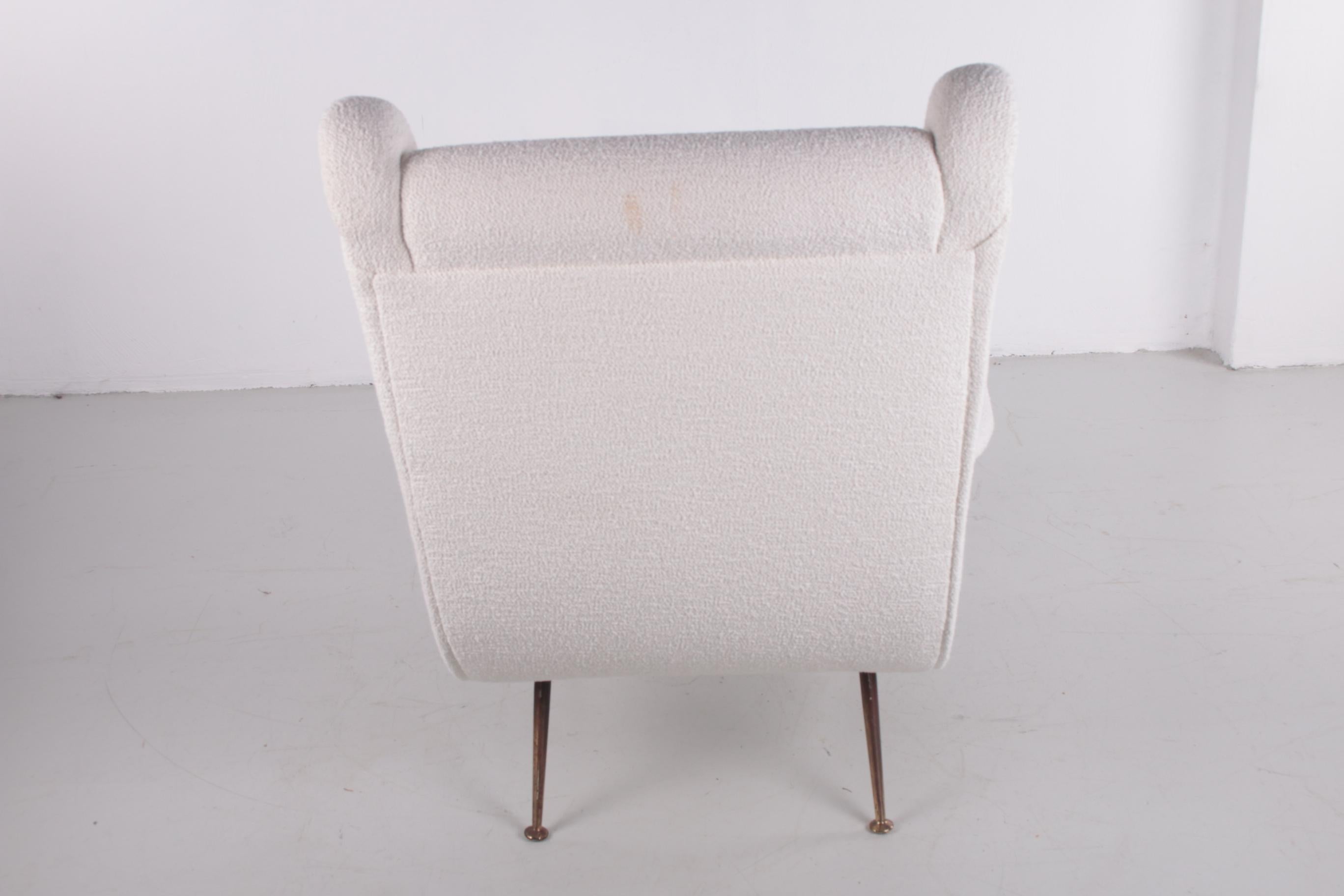 Metal Italian Armchair by Marco Zanuso for Arflex upholstered with Boucle, 1960 For Sale