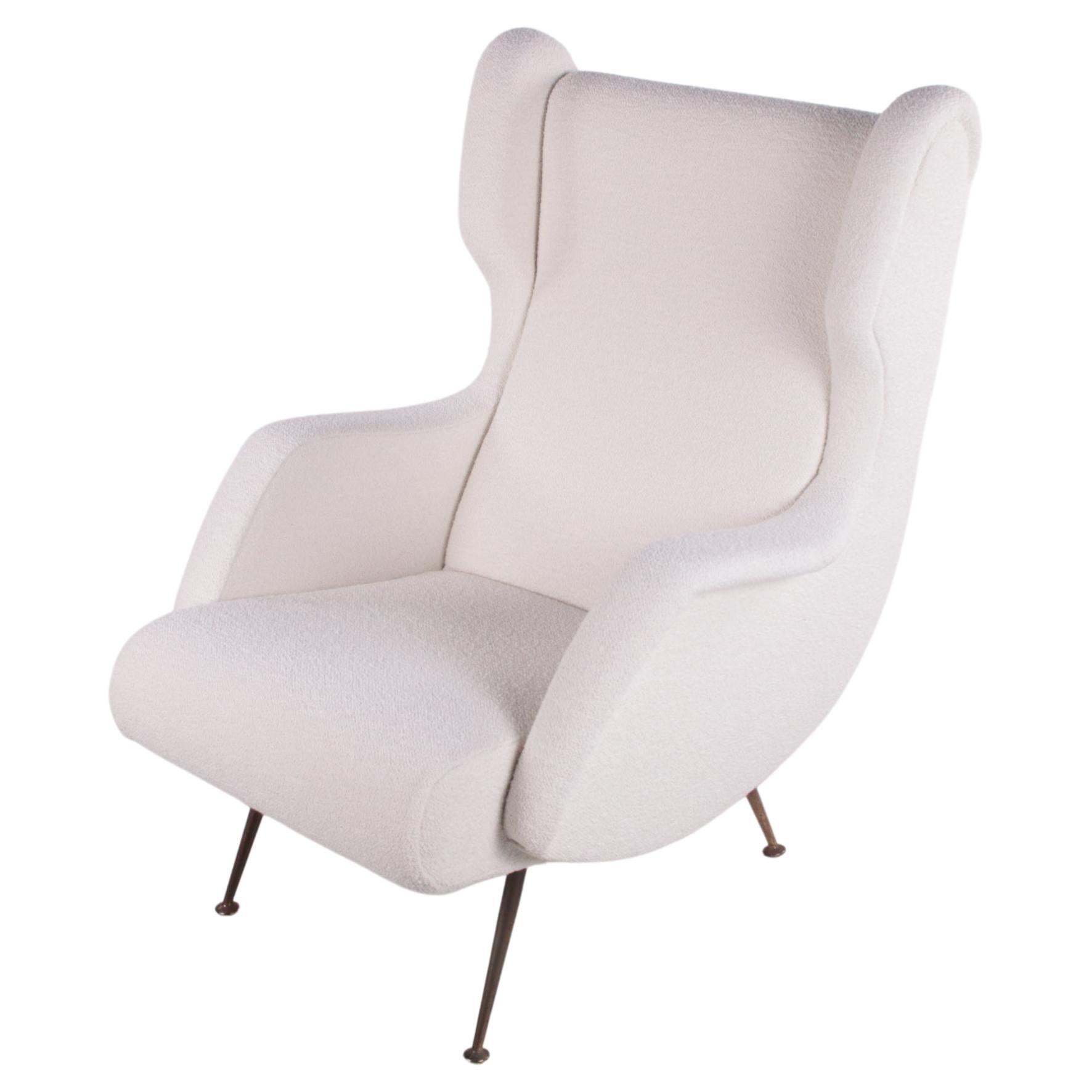 Italian Armchair by Marco Zanuso for Arflex upholstered with Boucle, 1960