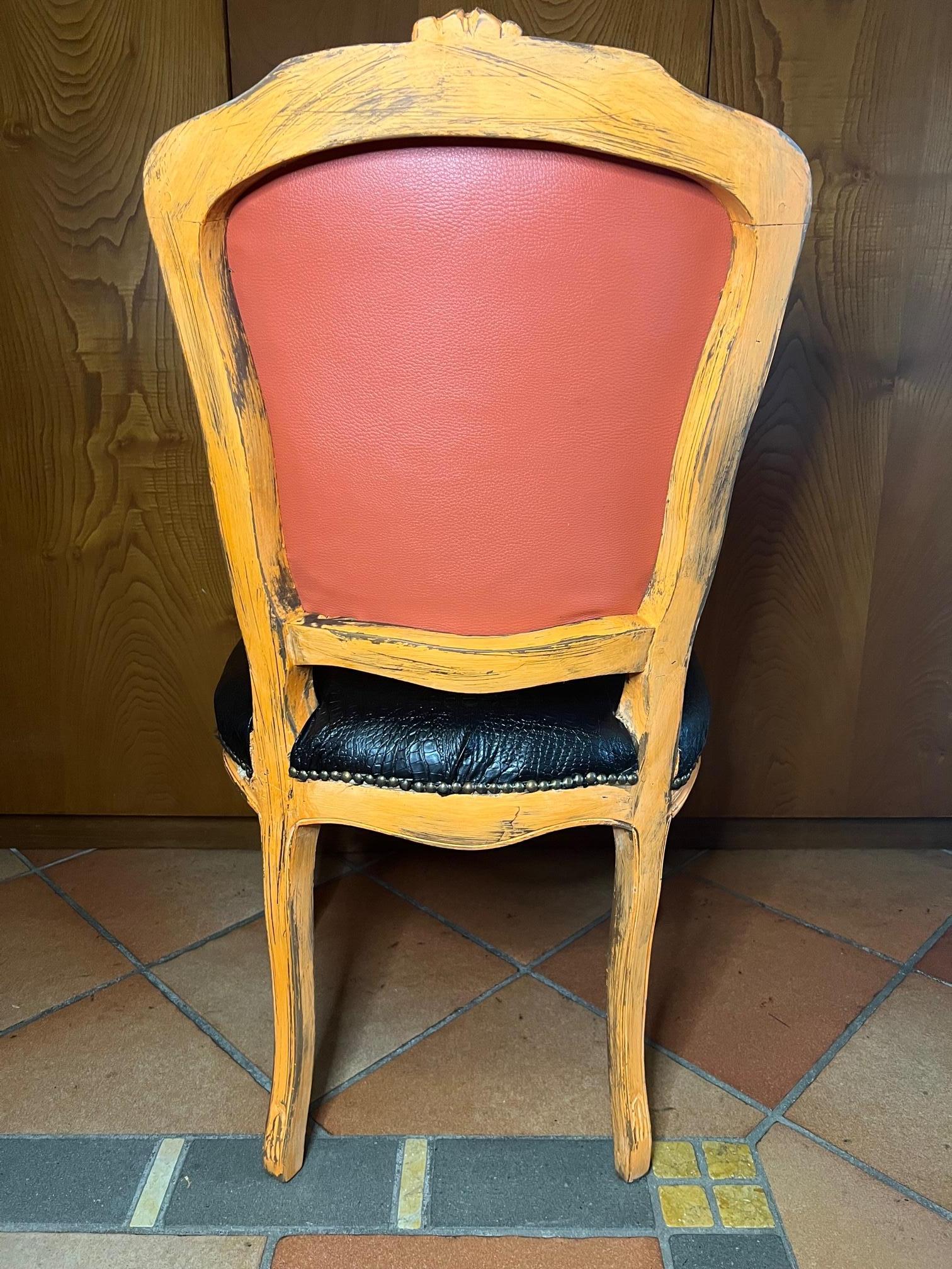 Italian Armchair Chair with Faux Crocodile Imitation Leather Covering For Sale 3