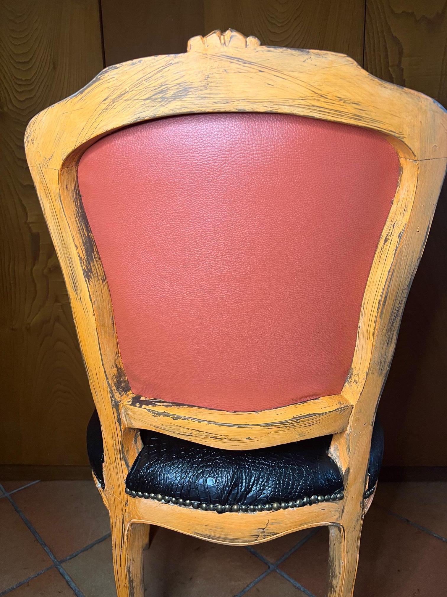 Italienischer Sessel mit Lederbezug aus Kunstkeramik und Krokodilimitation im Angebot 5