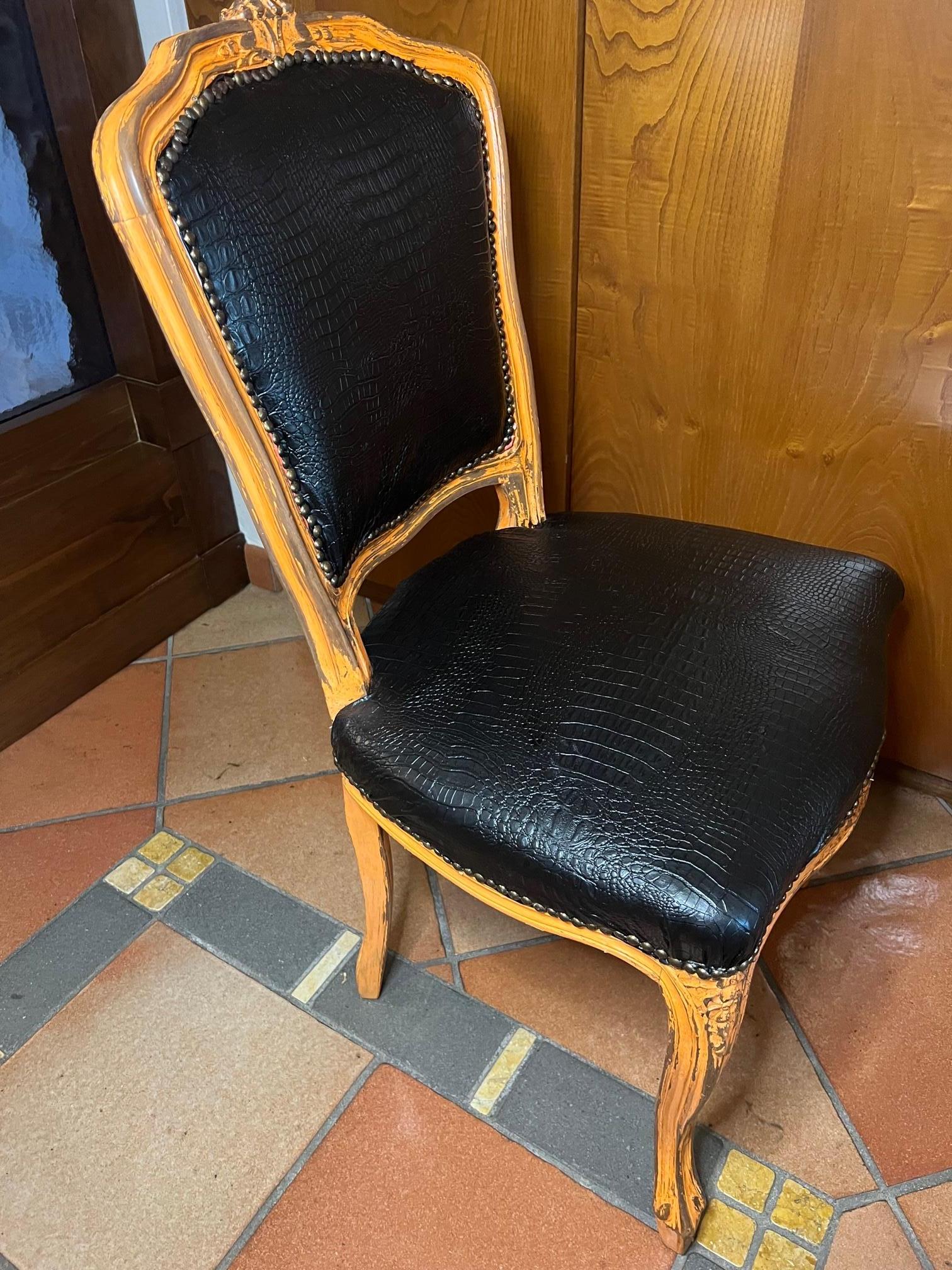 Italienischer Sessel mit Lederbezug aus Kunstkeramik und Krokodilimitation im Angebot 10