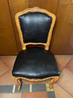 Italian Armchair Chair with Faux Crocodile Imitation Leather Covering