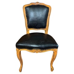Italian Armchair Chair with Faux Crocodile Imitation Leather Covering