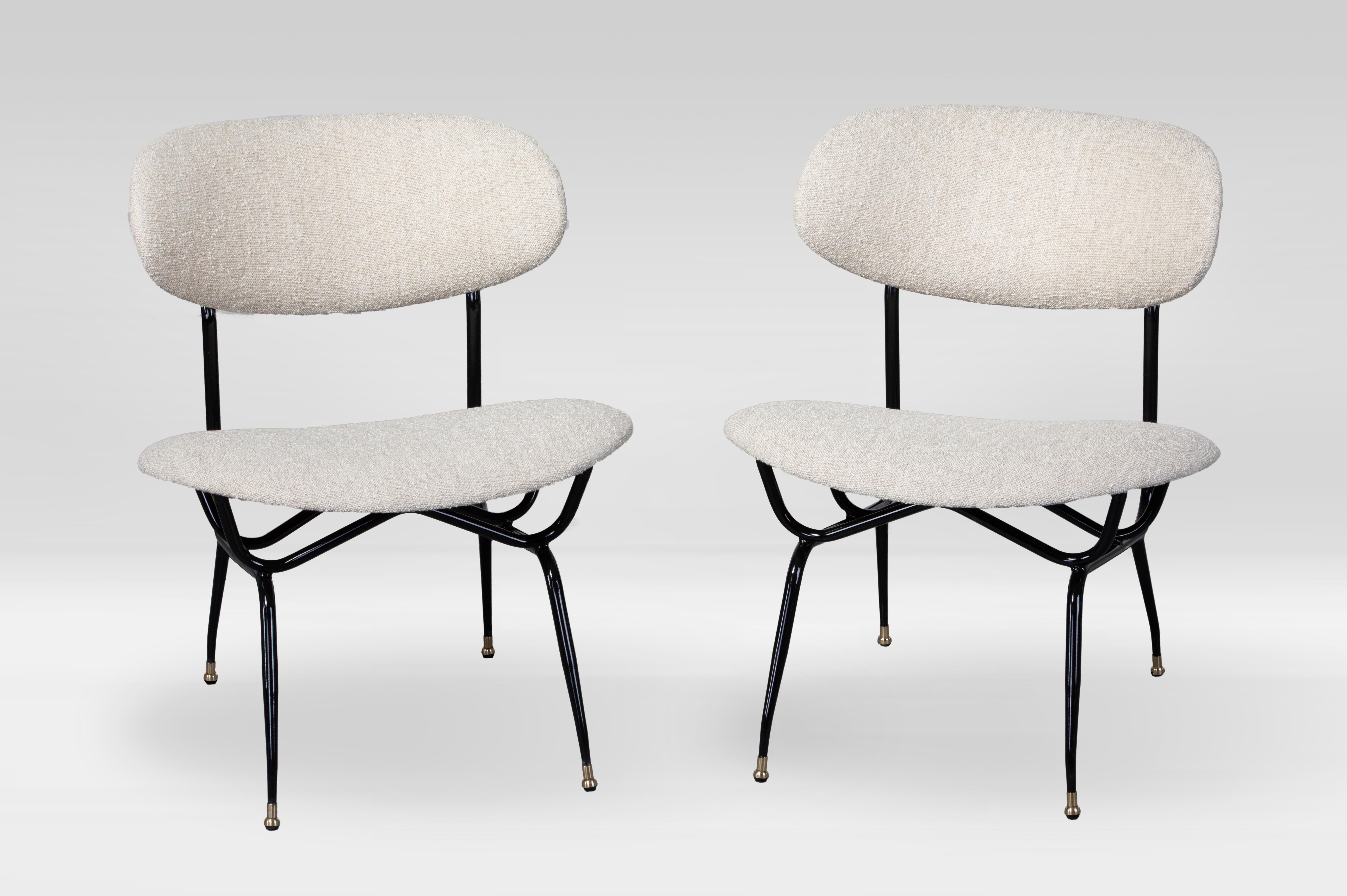 Mid-Century Modern Paire de fauteuils par Gastone Rinaldi, Italie années 1950, Tissu par Nobilis en vente