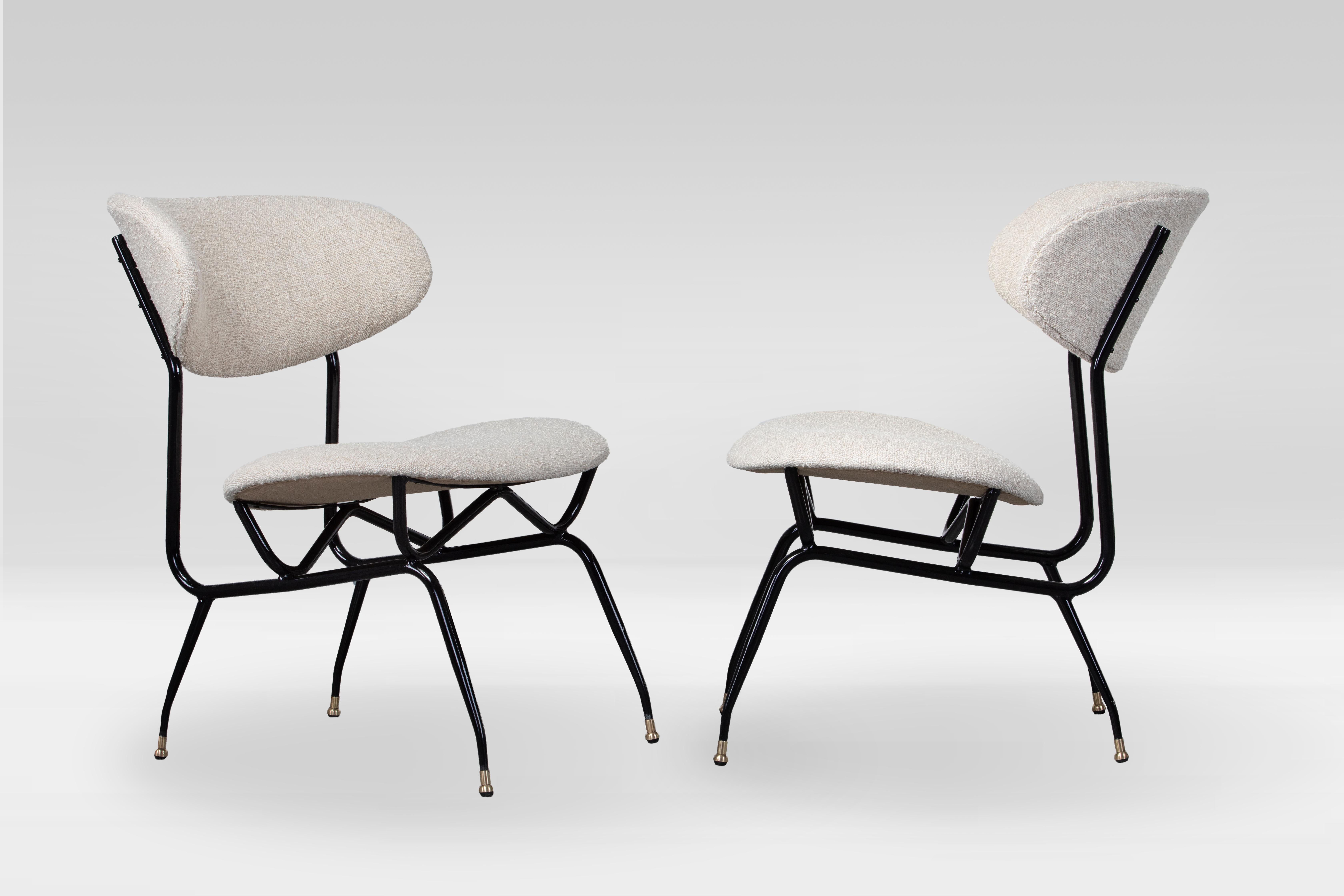 italien Paire de fauteuils par Gastone Rinaldi, Italie années 1950, Tissu par Nobilis en vente
