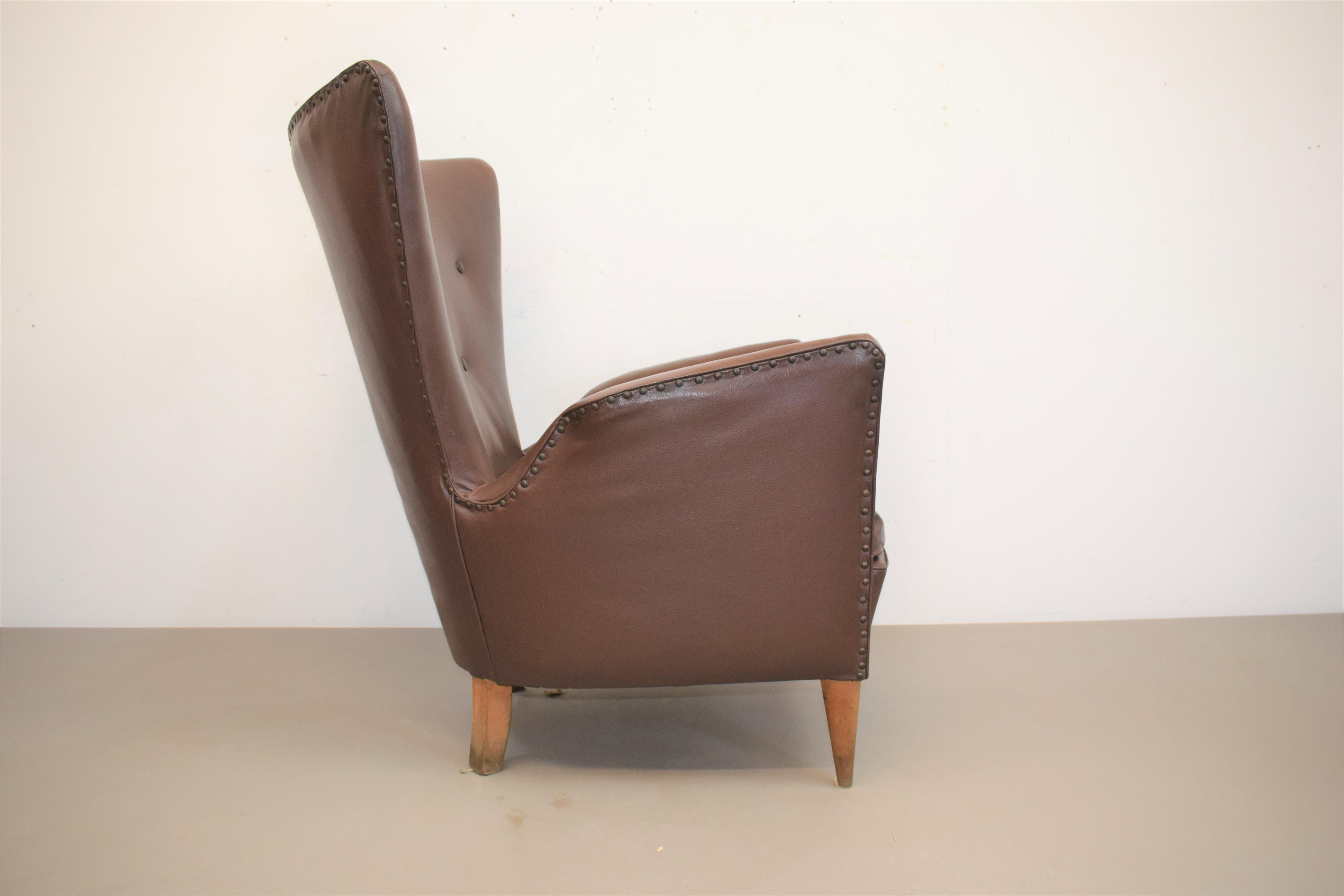 Mid-20th Century Italian Armchair, Gio Ponti Style, 1950s For Sale