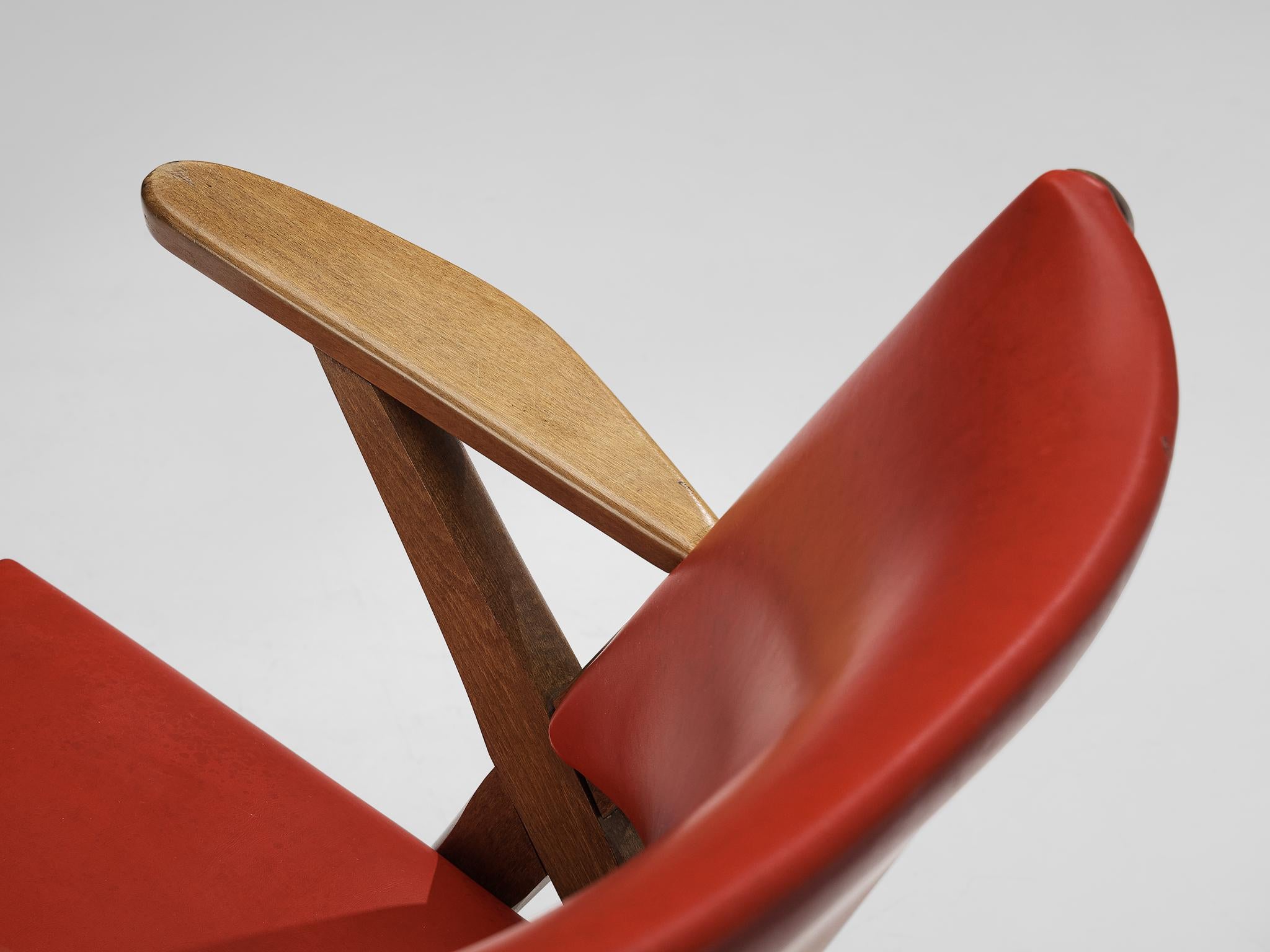 Mid-20th Century Italian Armchair in Bright Red For Sale