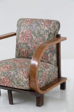 Poltrona italiana in tessuto floreale originale dell'epoca