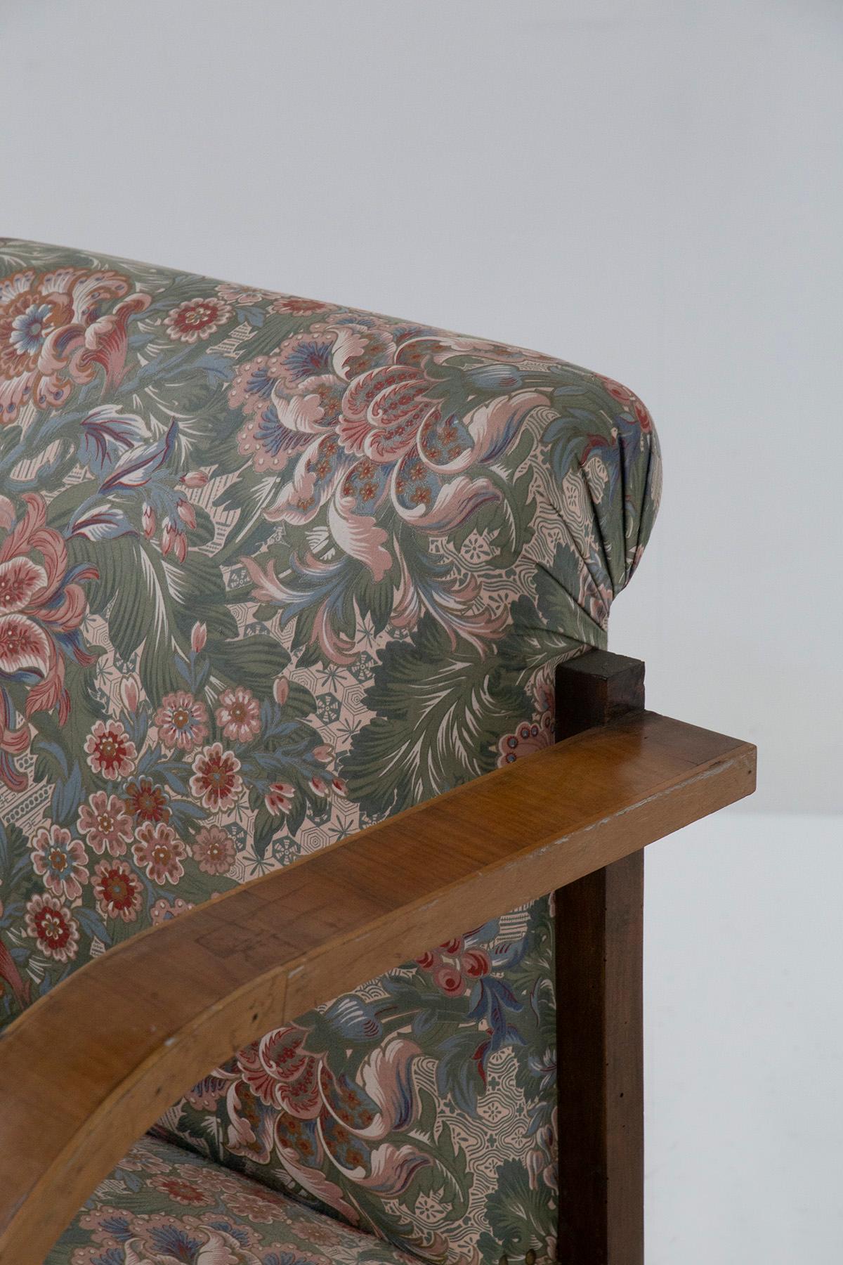 Art Deco Italian armchair in original floral fabric of the time For Sale