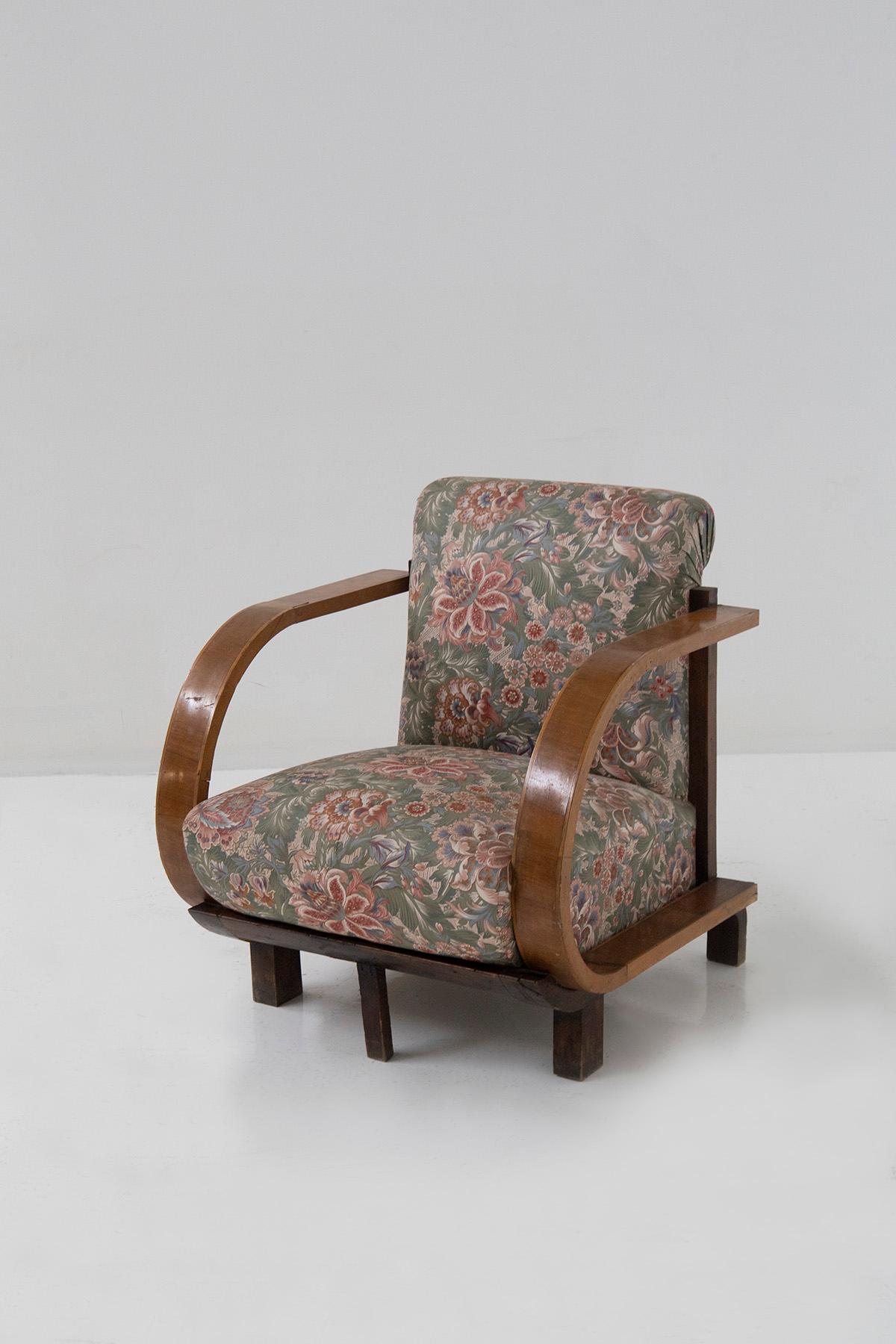 Mid-20th Century Italian armchair in original floral fabric of the time For Sale