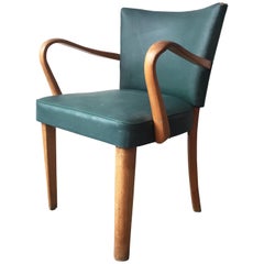 Italian Armchair in the Style of Thonet in Oakwood and Green Eco Leather, 1930s