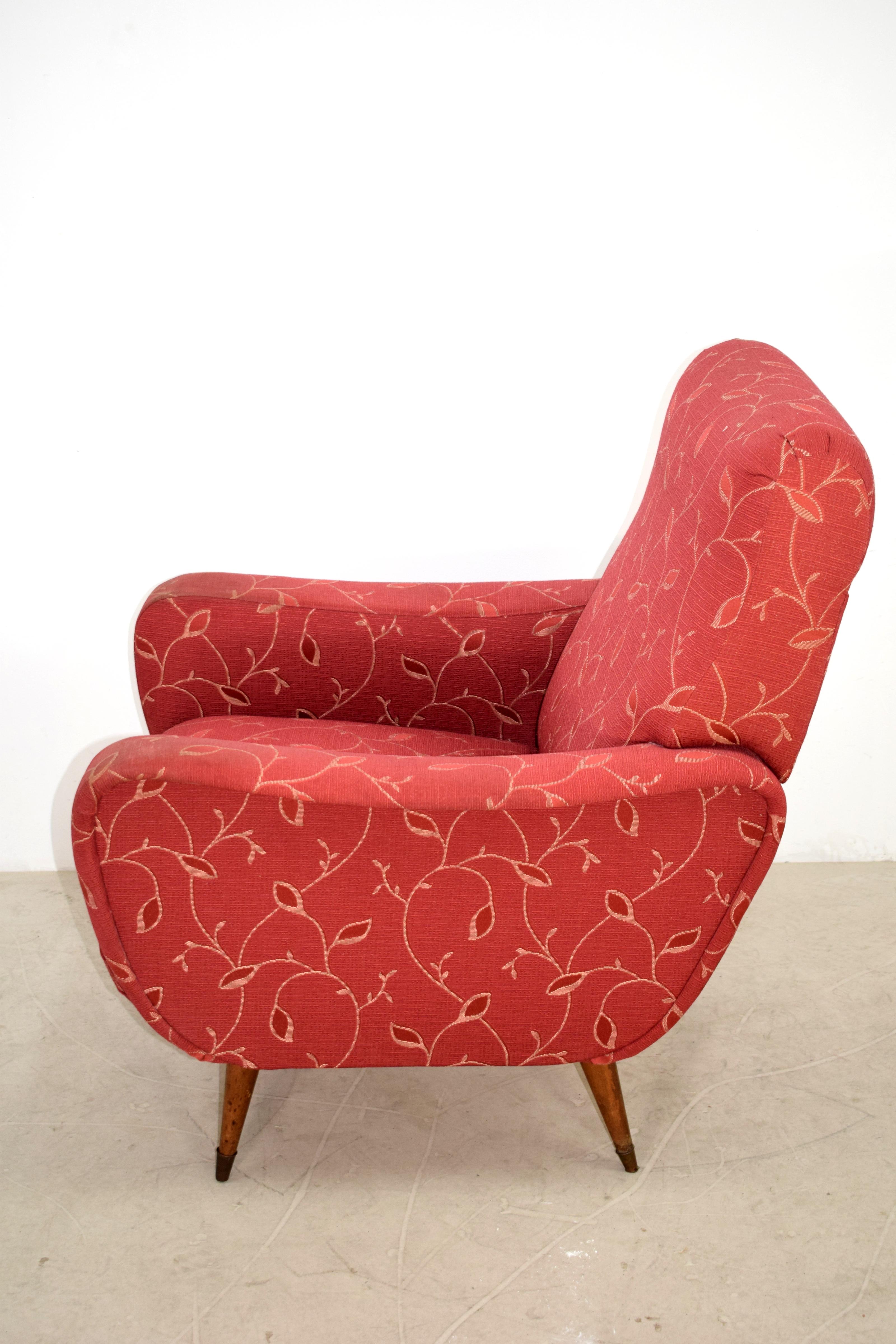 Italian armchair, Marco Zanuso style, 1950s.
Dimensions: H=92 cm; W= 82 cm; D=82 cm; H s = 40 cm.