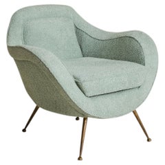 Italian Armchair with Boucle Upholstery in the Manner of Gio Ponti, 1950s