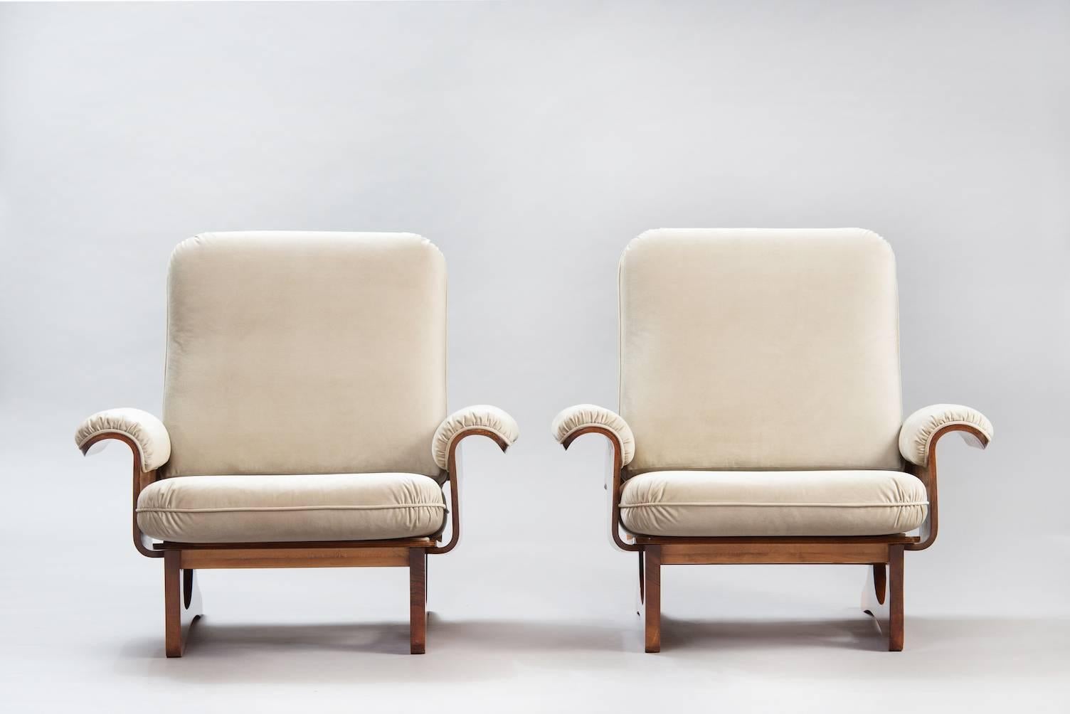 Mid-Century Modern Italian Armchairs, Set of Two
