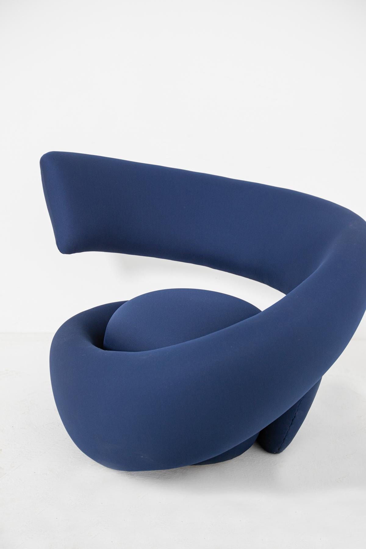 Italian Armchairs by Marzio Cecchi in Fabric Blue, 1970s 2