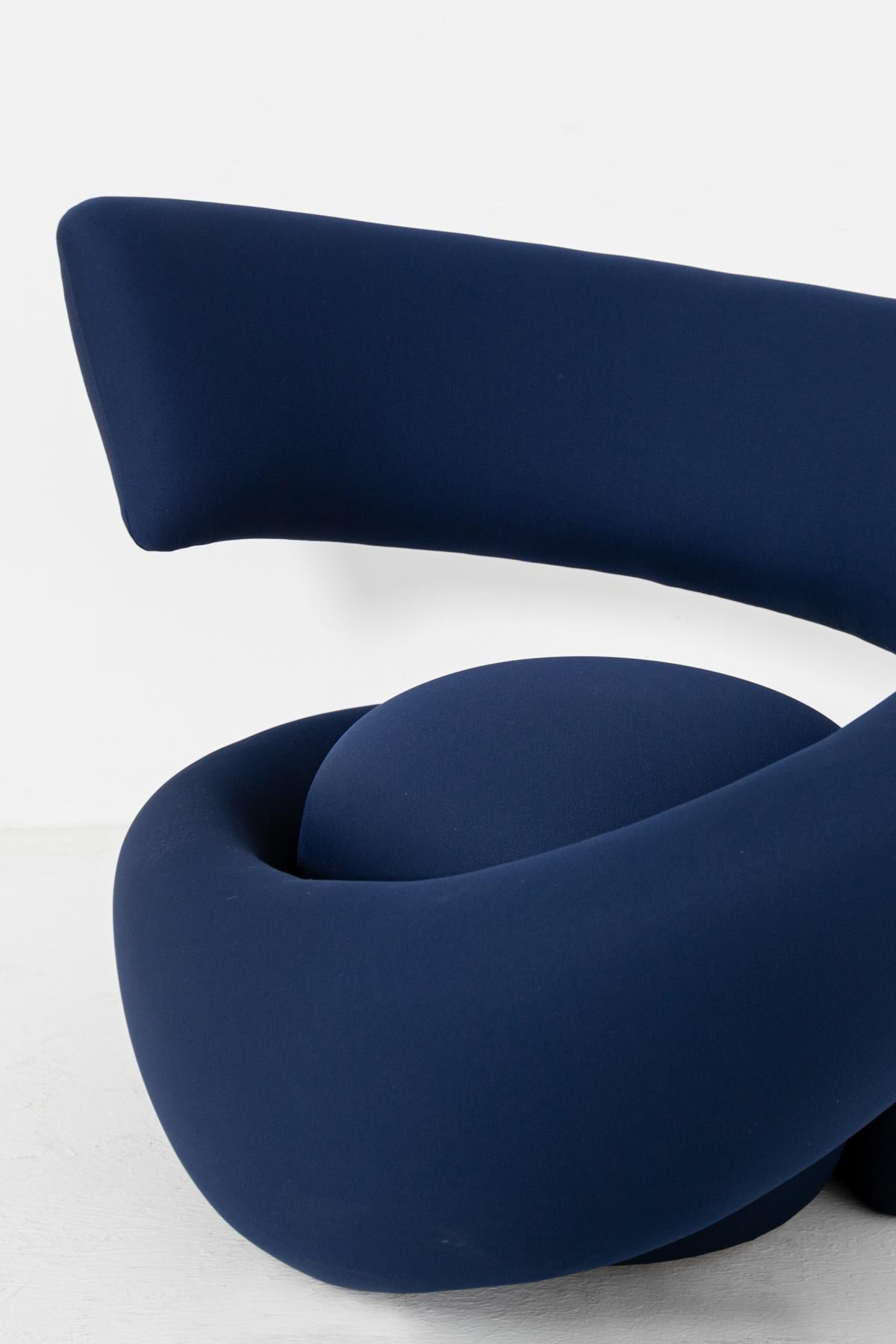 Italian Armchairs by Marzio Cecchi in Fabric Blue, 1970s 3