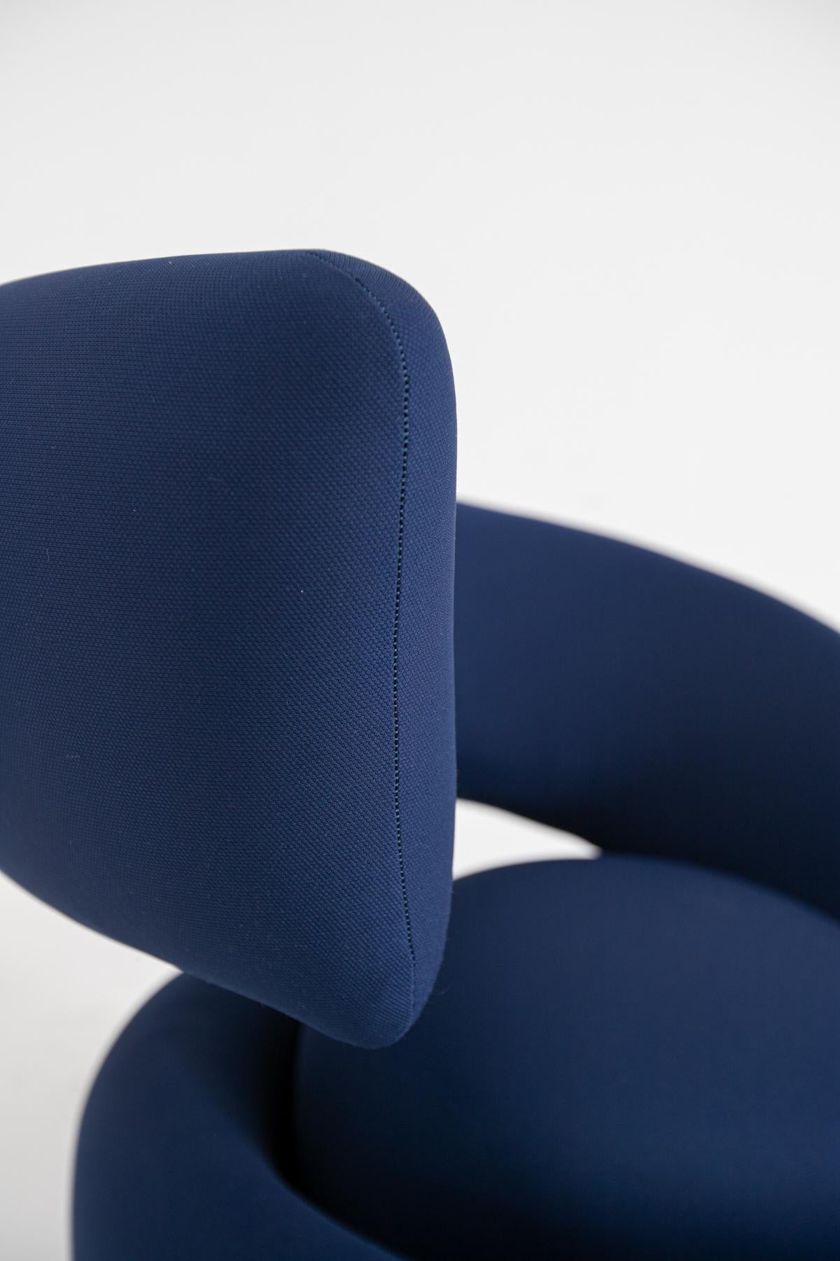 Italian Armchairs by Marzio Cecchi in Fabric Blue, 1970s 4