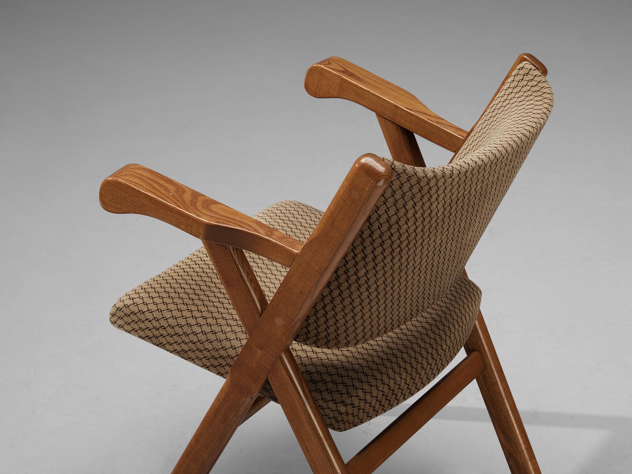 Italienische Sessel in Esche und beigefarbener Polsterung  (Mitte des 20. Jahrhunderts) im Angebot