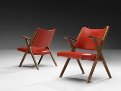 Italian Armchairs in Bright Red