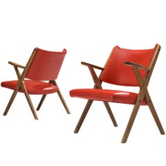 Italian Armchairs in Bright Red