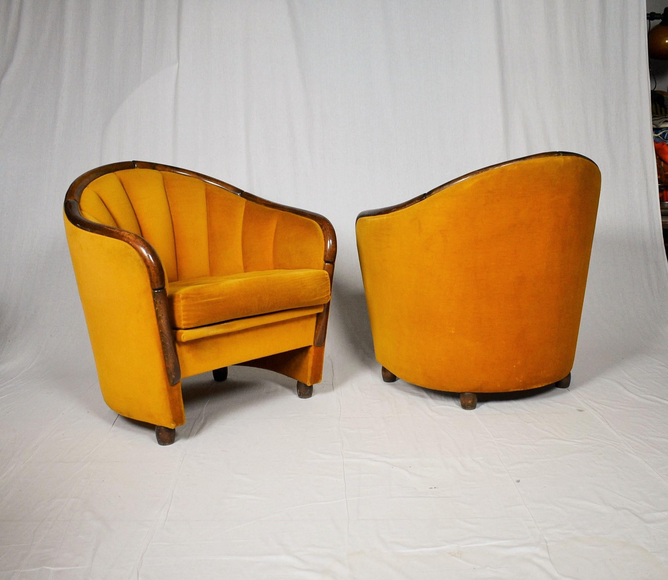 Fabric Italian Armchairs in the Style of Gio Ponti, 1950s