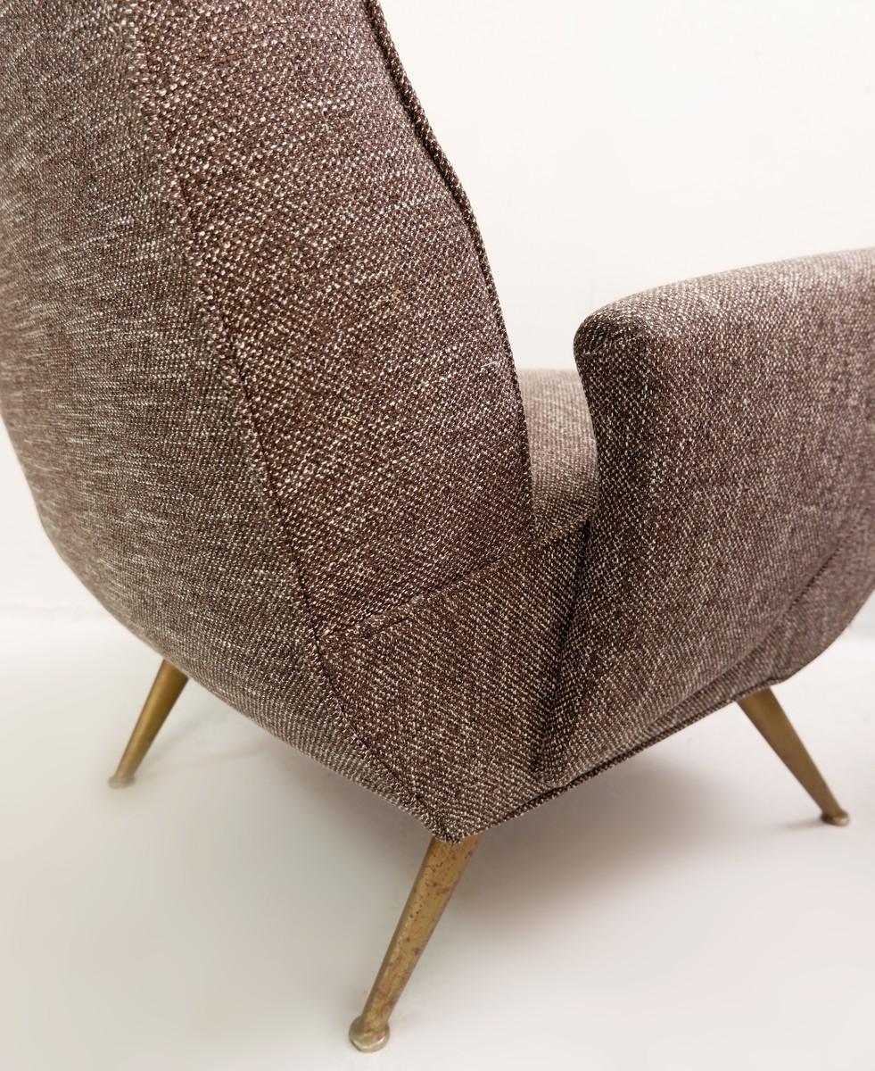 Wood Italian Armchairs, New Upholstery