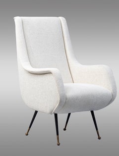 Italian armchairs,  newly upholstered in wool, with metal legs 1950