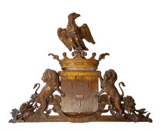Italian Armorial Pediments with Eagles, a Pair