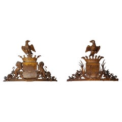 Antique Italian Armorial Pediments with Eagles, a Pair