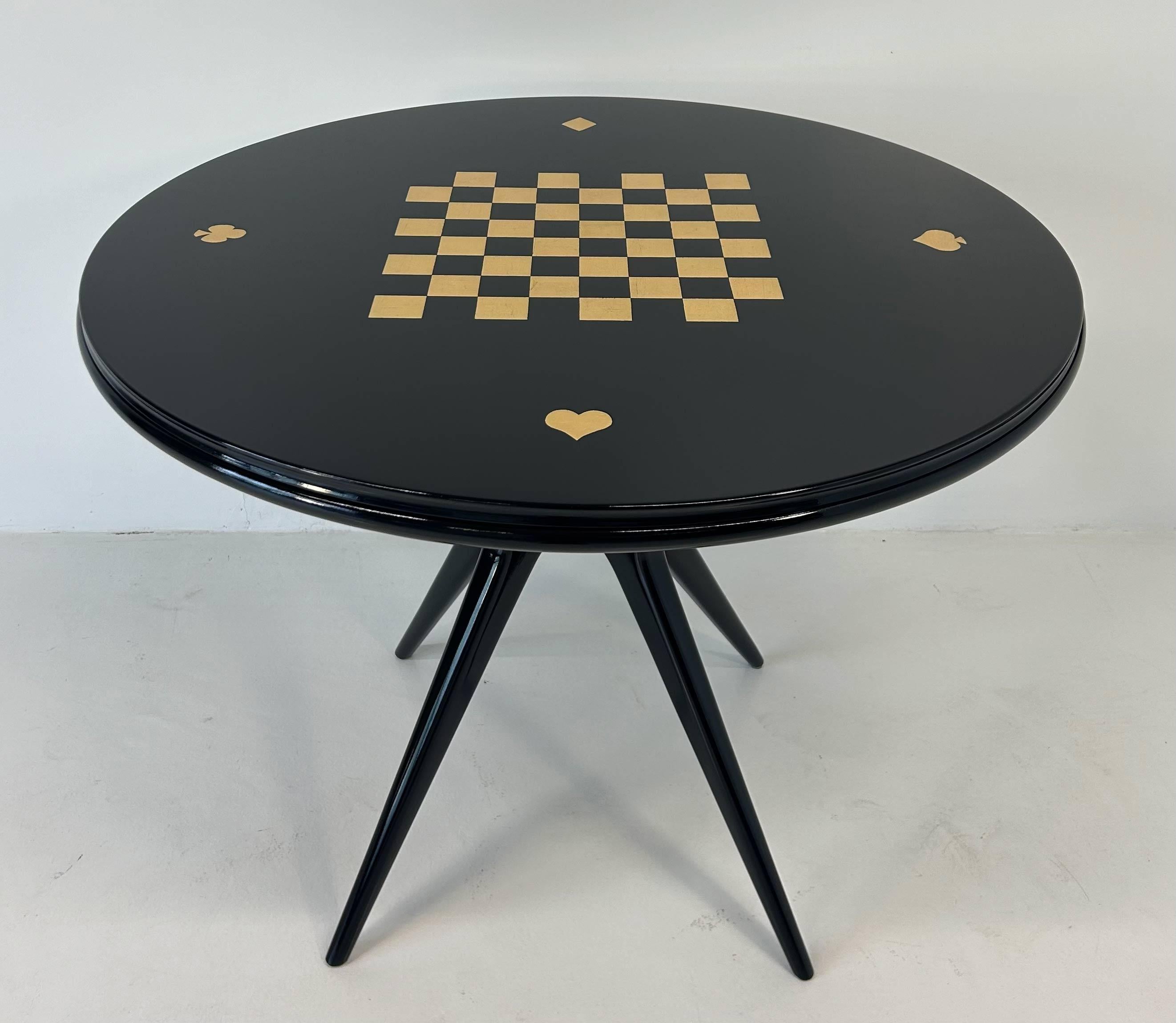 Italienischer Art déco-Karten- und Schachspieltisch, 1950er-Jahre (Mitte des 20. Jahrhunderts) im Angebot