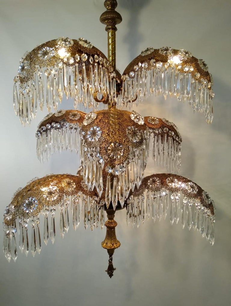 Italian Art Deco 9Light Palm Tree Chandelier, circa 1940s at 1stDibs