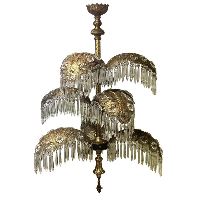Italian Art Deco 9Light Palm Tree Chandelier, circa 1940s at 1stDibs