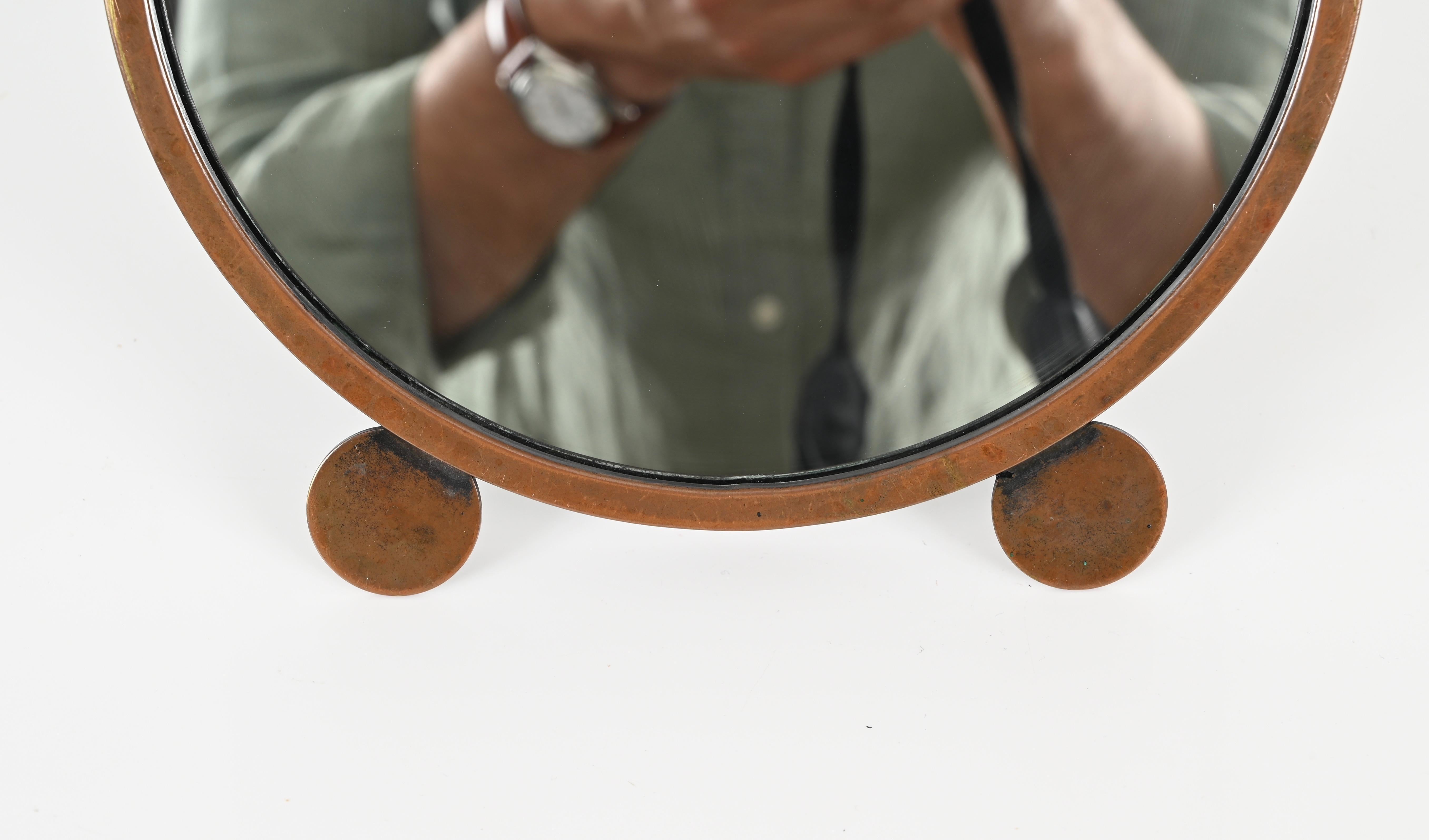 Italian Art Deco Adjustable Copper Table Mirror, Italy 1930s For Sale 6