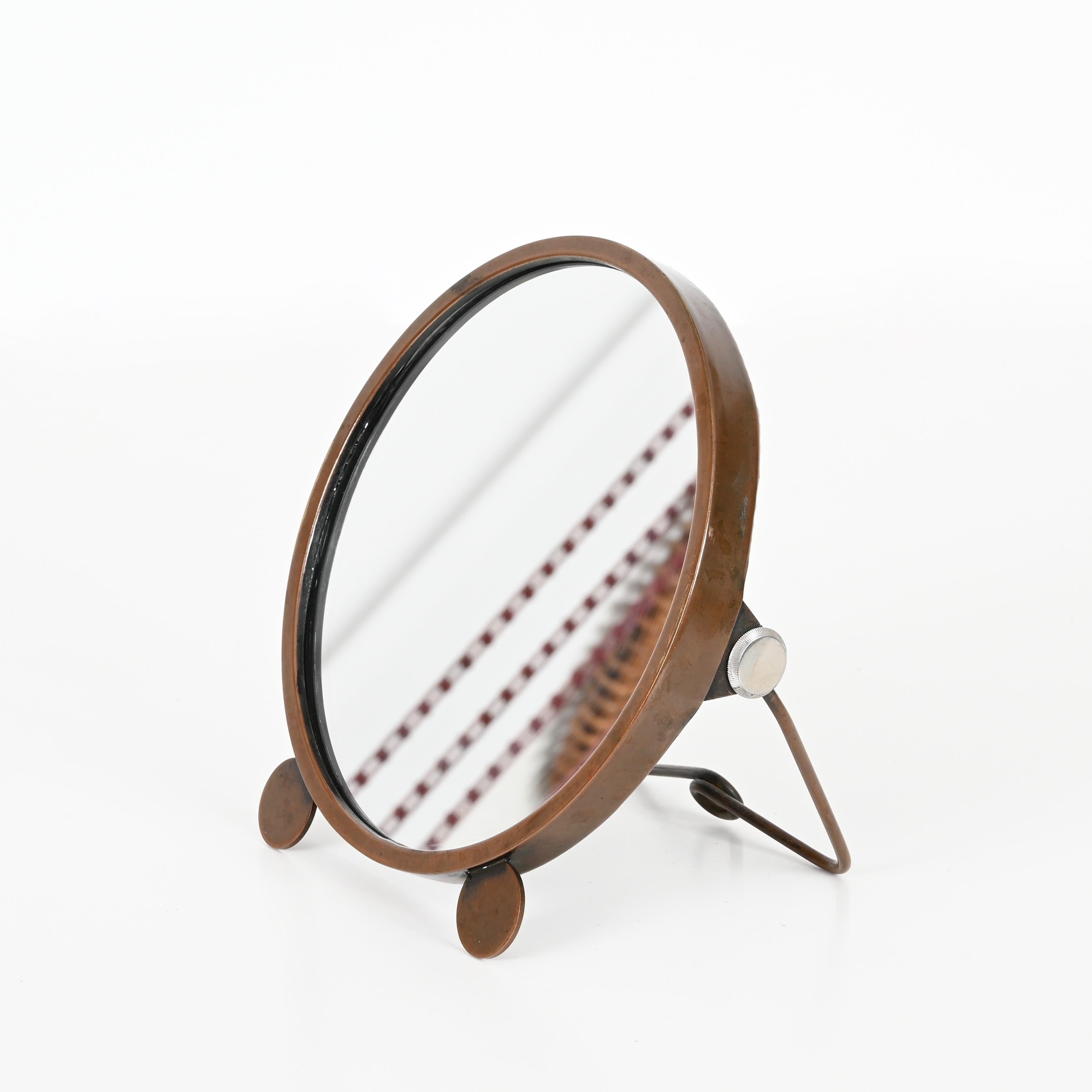 Italian Art Deco Adjustable Copper Table Mirror, Italy 1930s For Sale 7