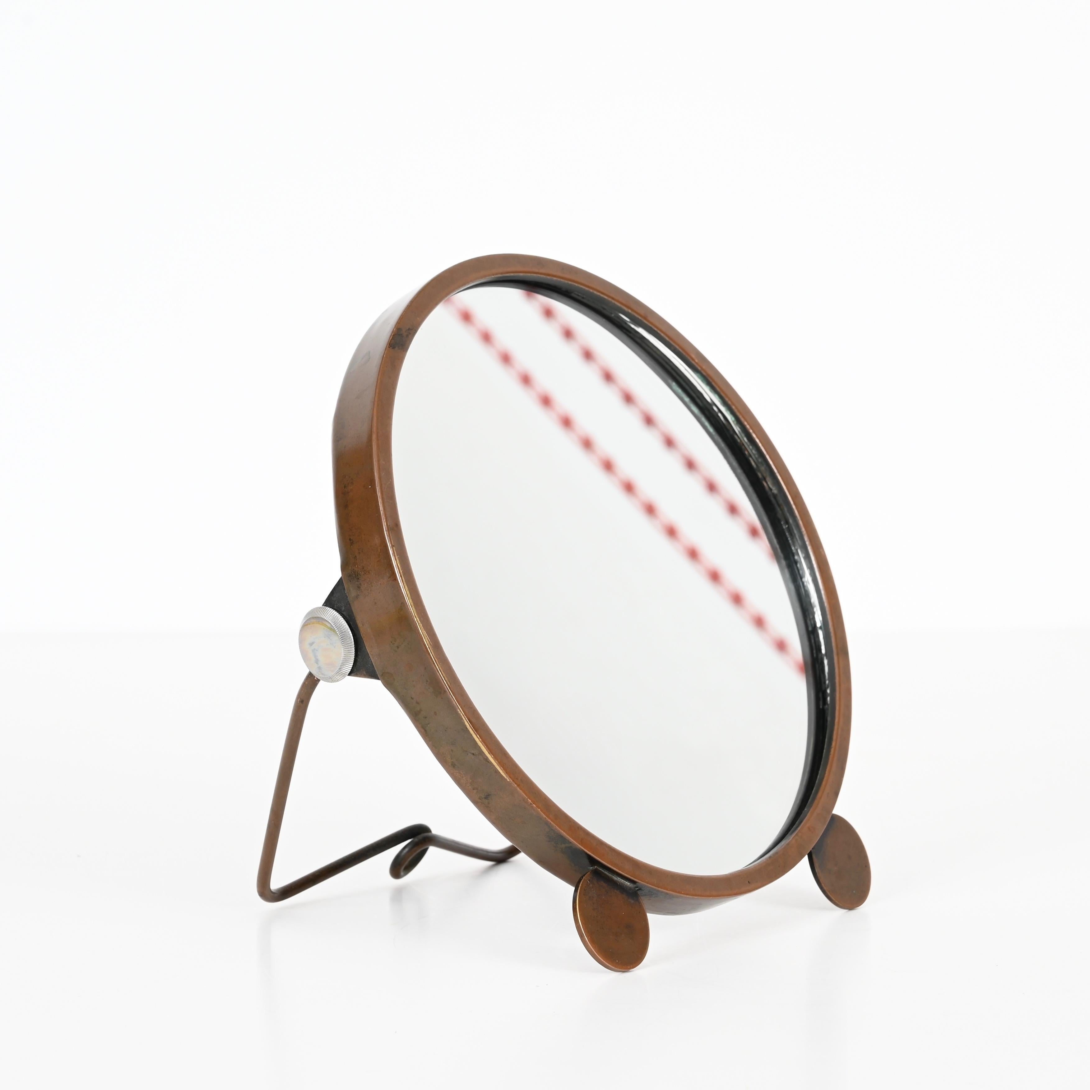 Italian Art Deco Adjustable Copper Table Mirror, Italy 1930s For Sale 4