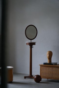 Italian Art Deco Adjustable Pedistal Mirror in Walnut, Late Empire Style, 1940s