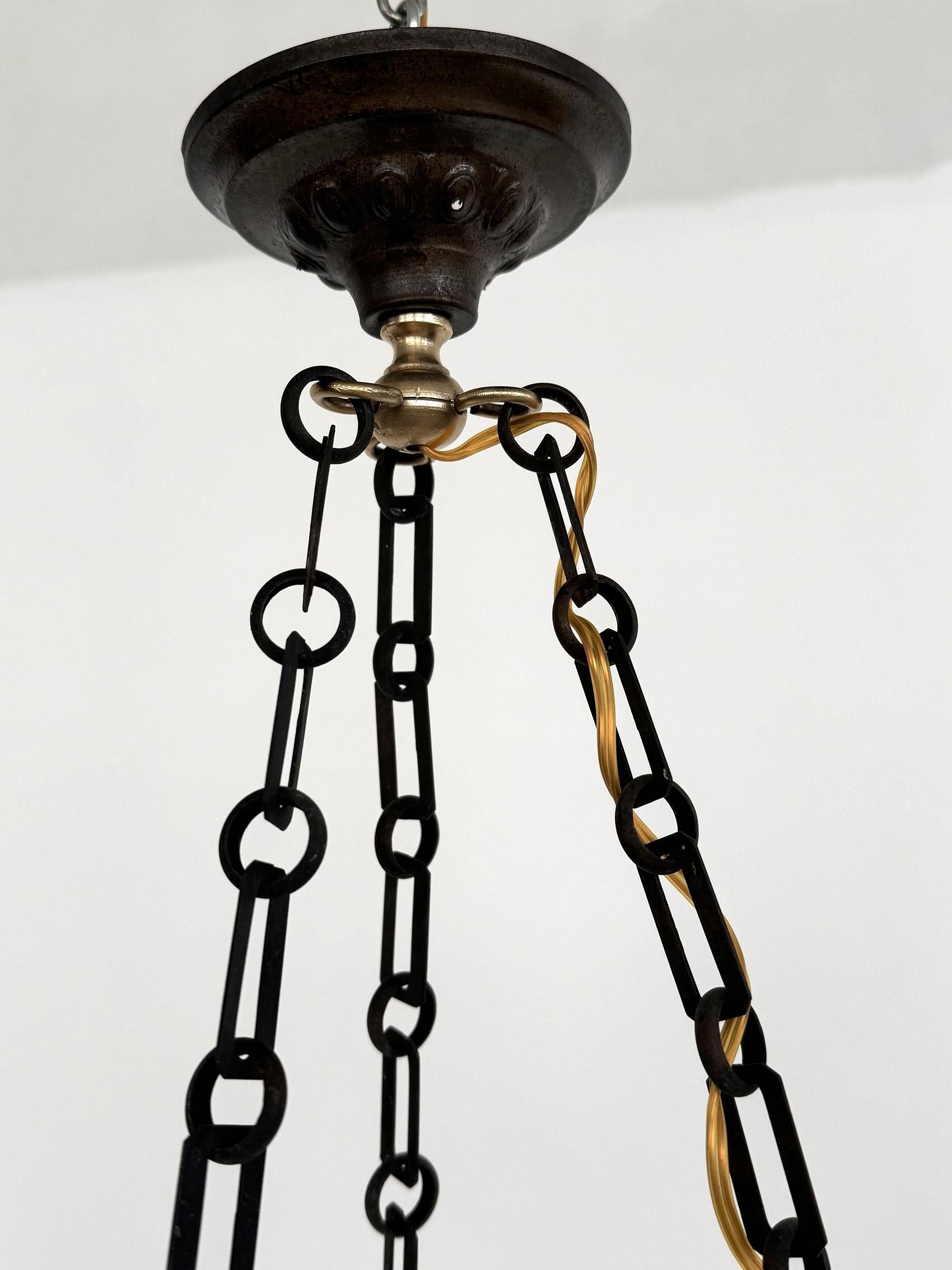 Italienischer Art-Déco-Kronleuchter aus Alabaster mit originaler Kette, 1940er Jahre 6