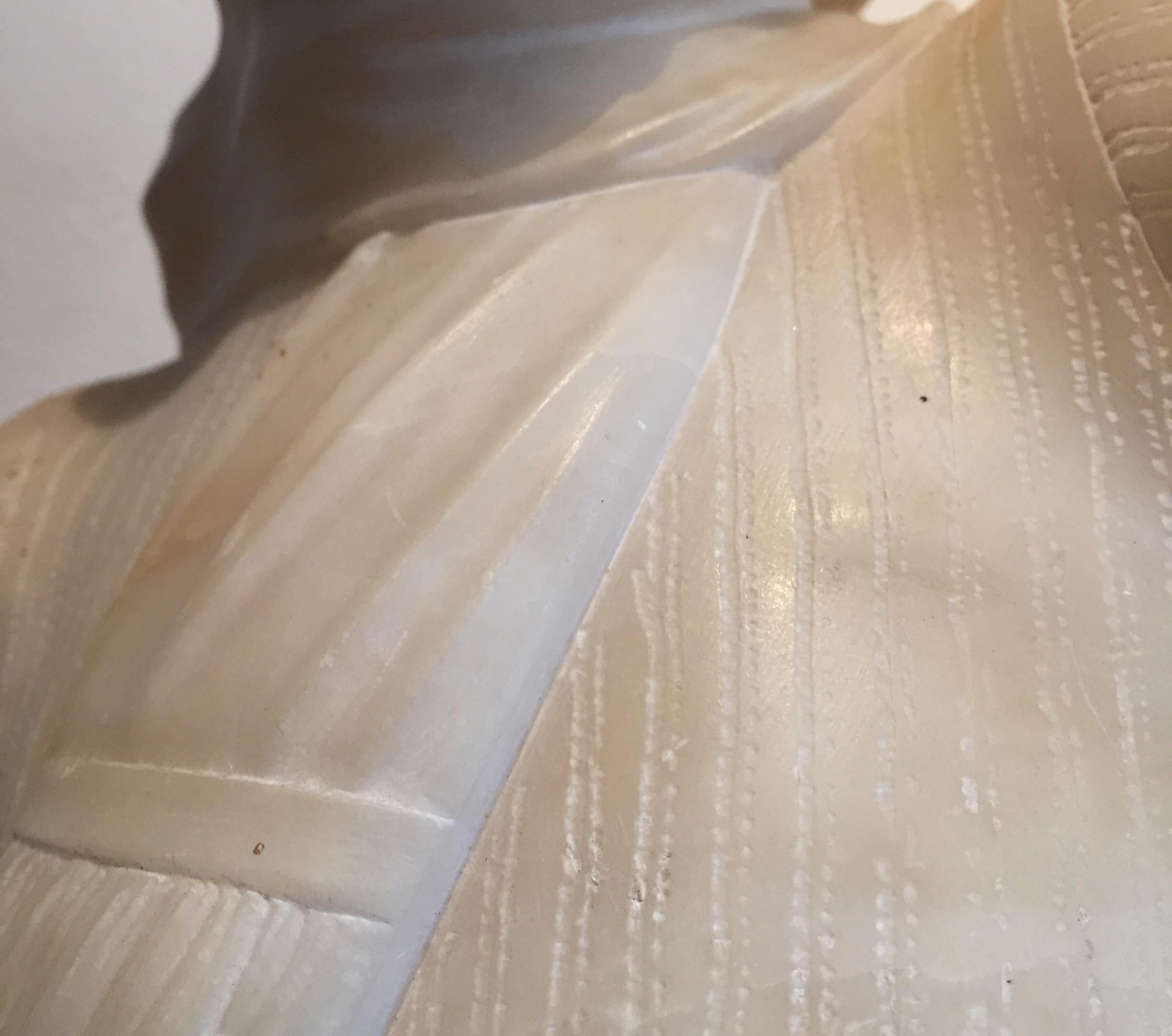 Art Deco Girl Figure Alabaster Sculpture Italian Bust by Guerrieri 1920 circa 12