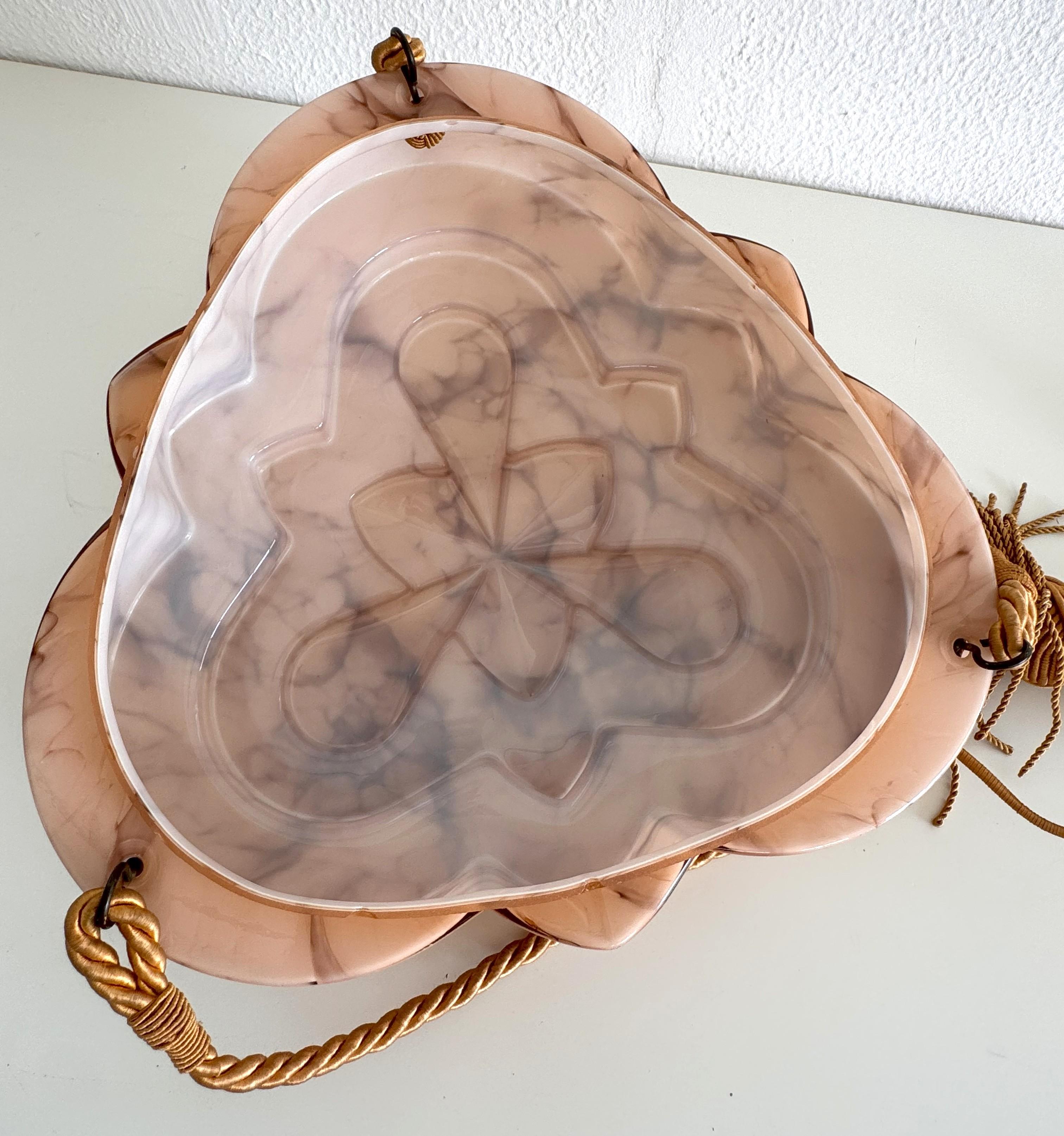 Lampadario in vetro alabastro Art Deco italiano, anni '40 in vendita 9