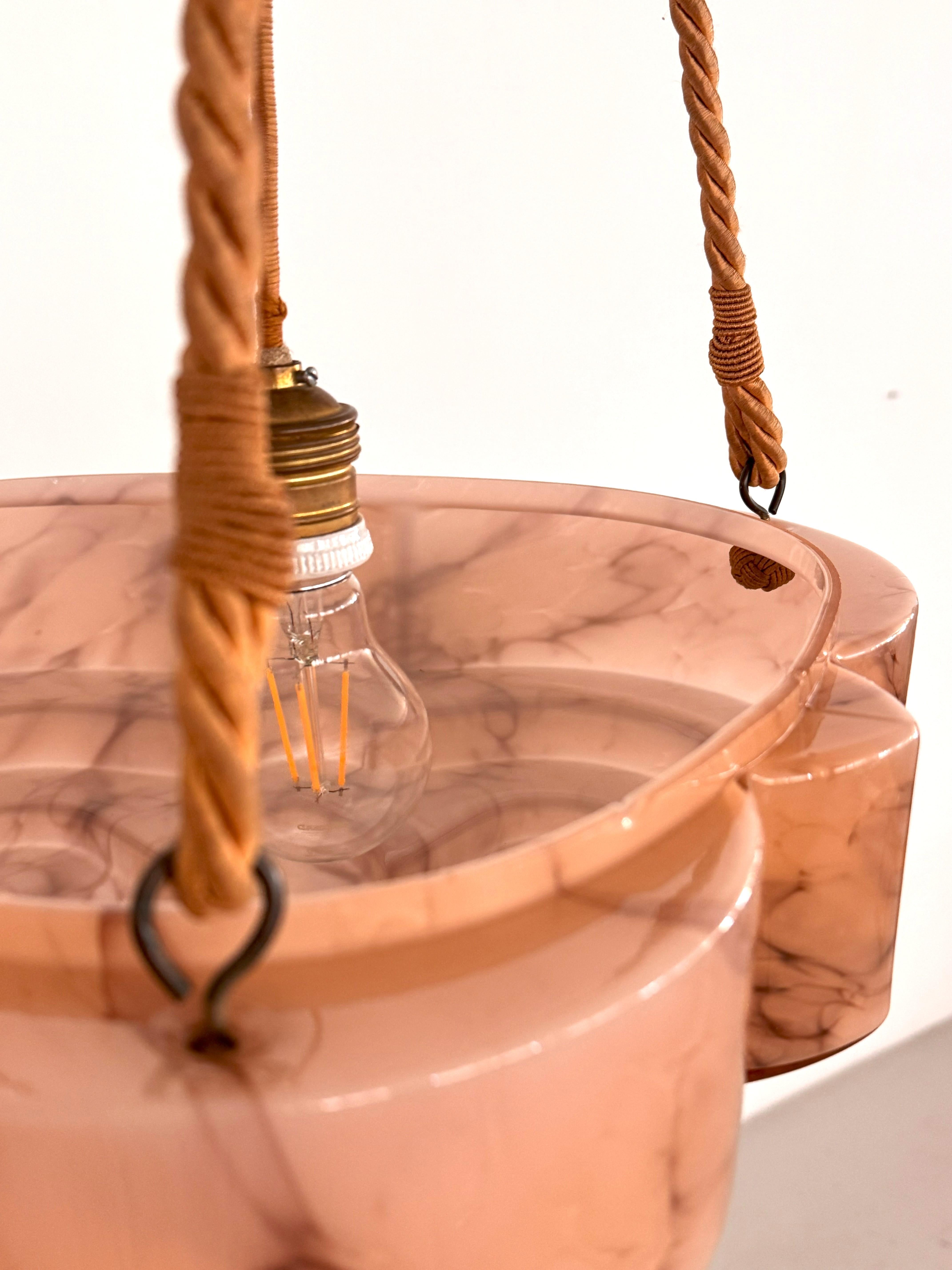 Lampadario in vetro alabastro Art Deco italiano, anni '40 in vendita 2