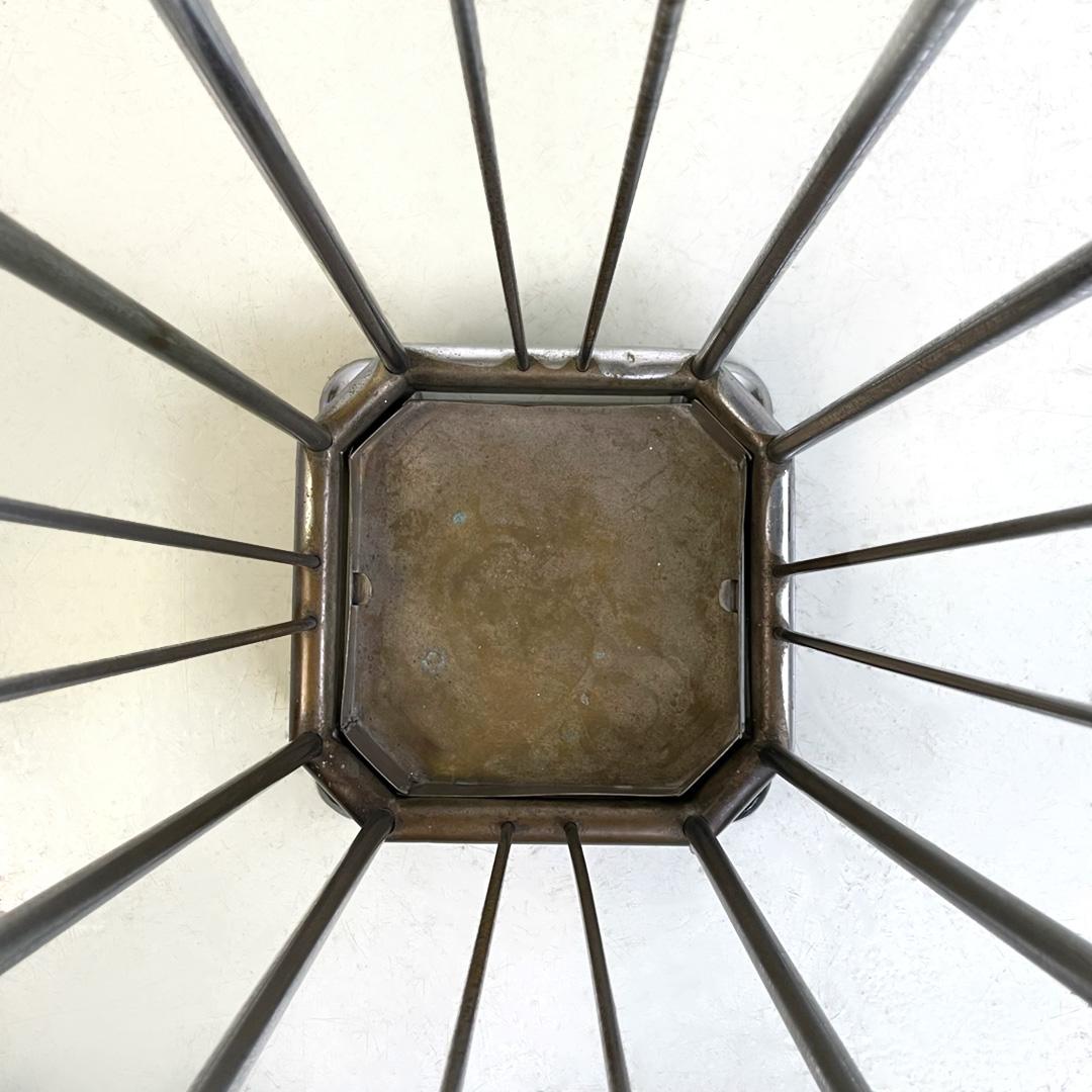 Italienischer Art Deco antiker quadratischer silberner Stangenfuß Metallschirmständer, 1930er Jahre im Angebot 5