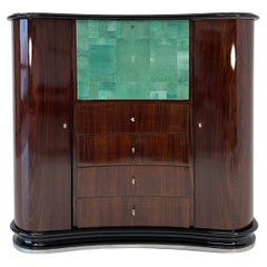 Italian Art Deco Aquamarine Shagreen Secretaire, Attr. to Borsani, 1940s