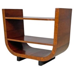 Vintage Italian Art Deco arc-shaped wooden coffee table with two tops, 1930s